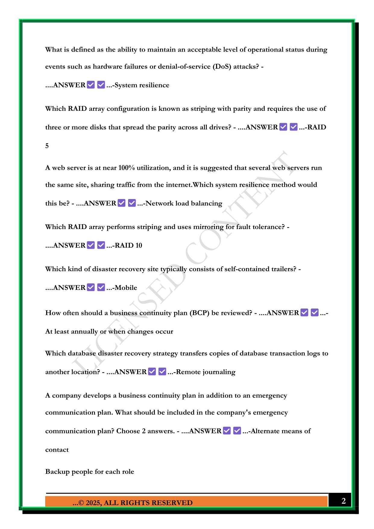 CYBERSECURITY MANAGEMENT II - TACTICAL - C795 PREASSESSMENT 2025 QUESTIONS AND ANSWERS