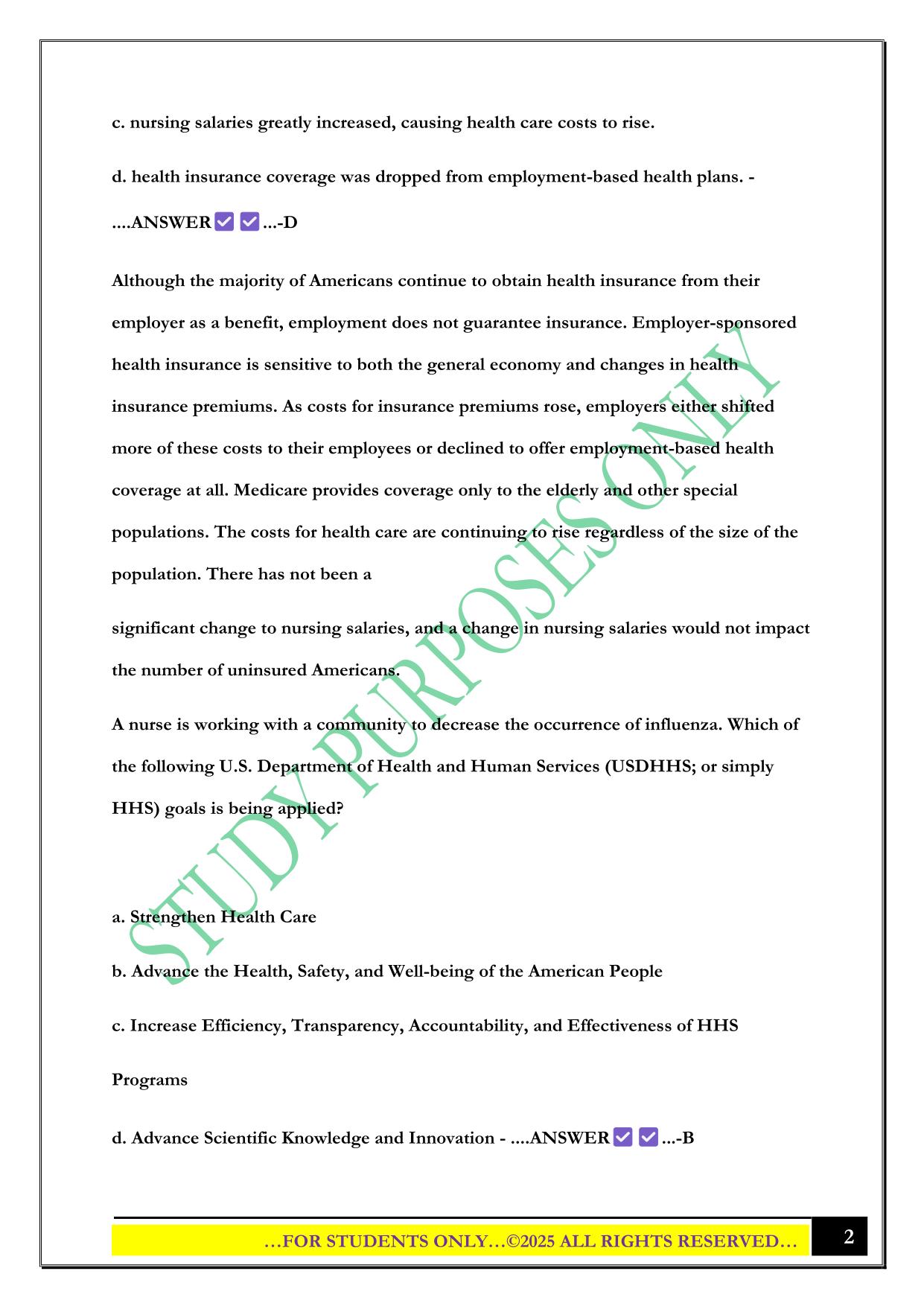 Chapter 03: The Changing U.S. Health and Public Health Care Systems Exam 2025 Questions and Answers