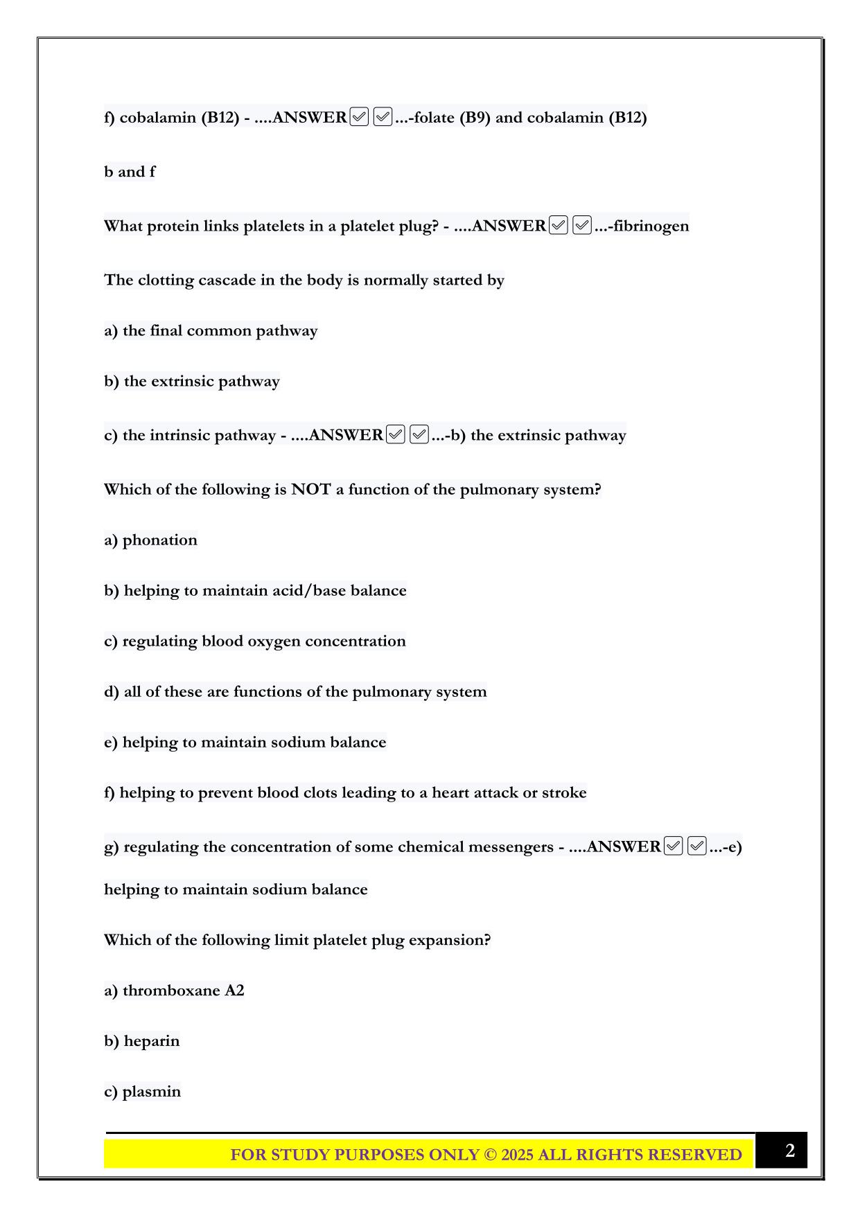 BIOL 322 Exam 3 Quiz Questions with Correct Answers