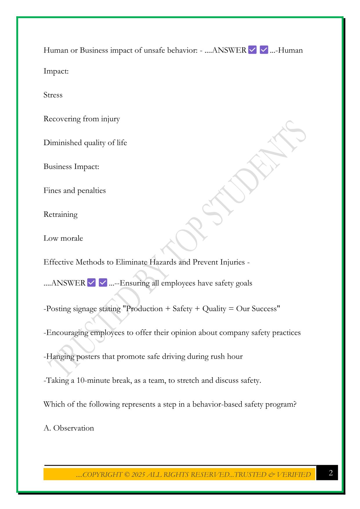 OSHA-30 CONSTRUCTION EXAM 2025 QUESTIONS AND ANSWERS