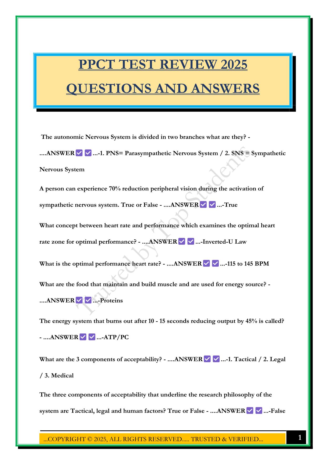 PPCT TEST REVIEW 2025 QUESTIONS AND ANSWERS