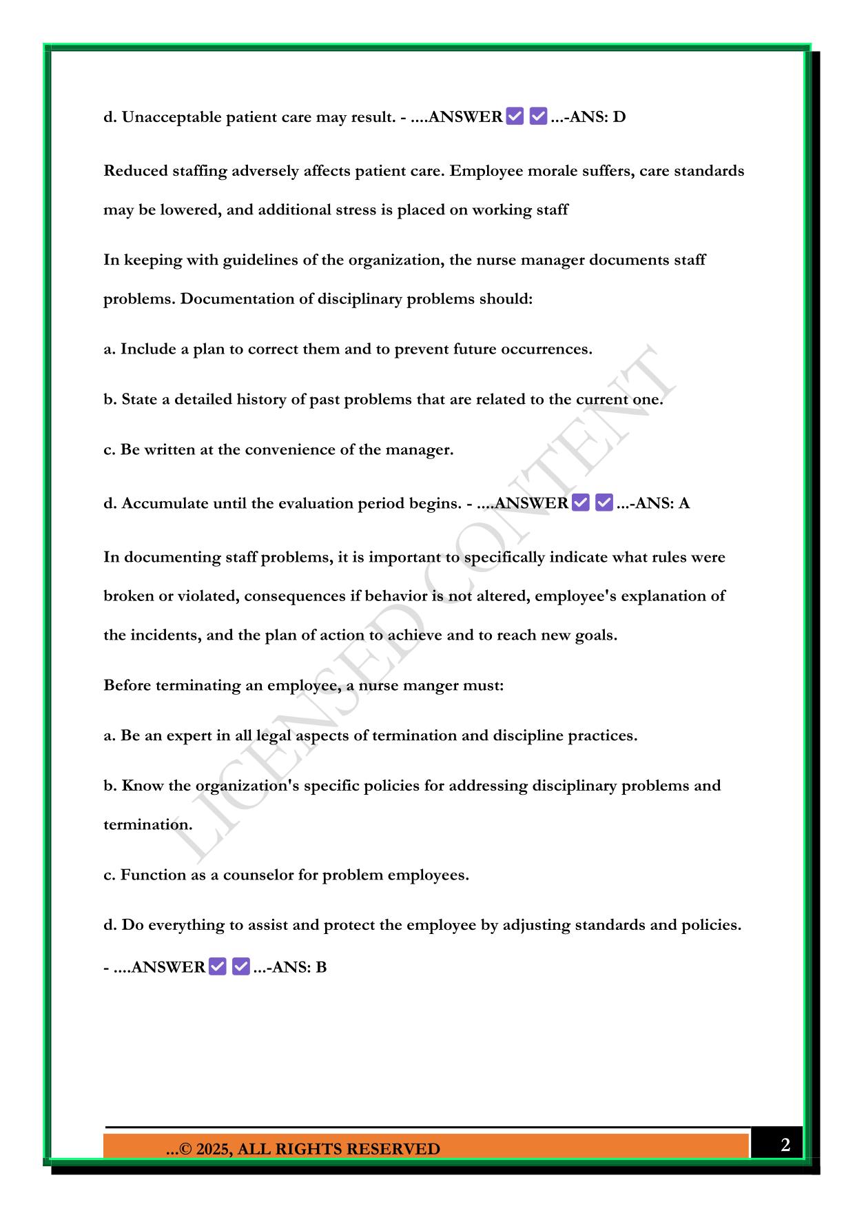 LEADERSHIP AND MANAGEMENT EXAM 4 2025 QUESTIONS AND ANSWERS