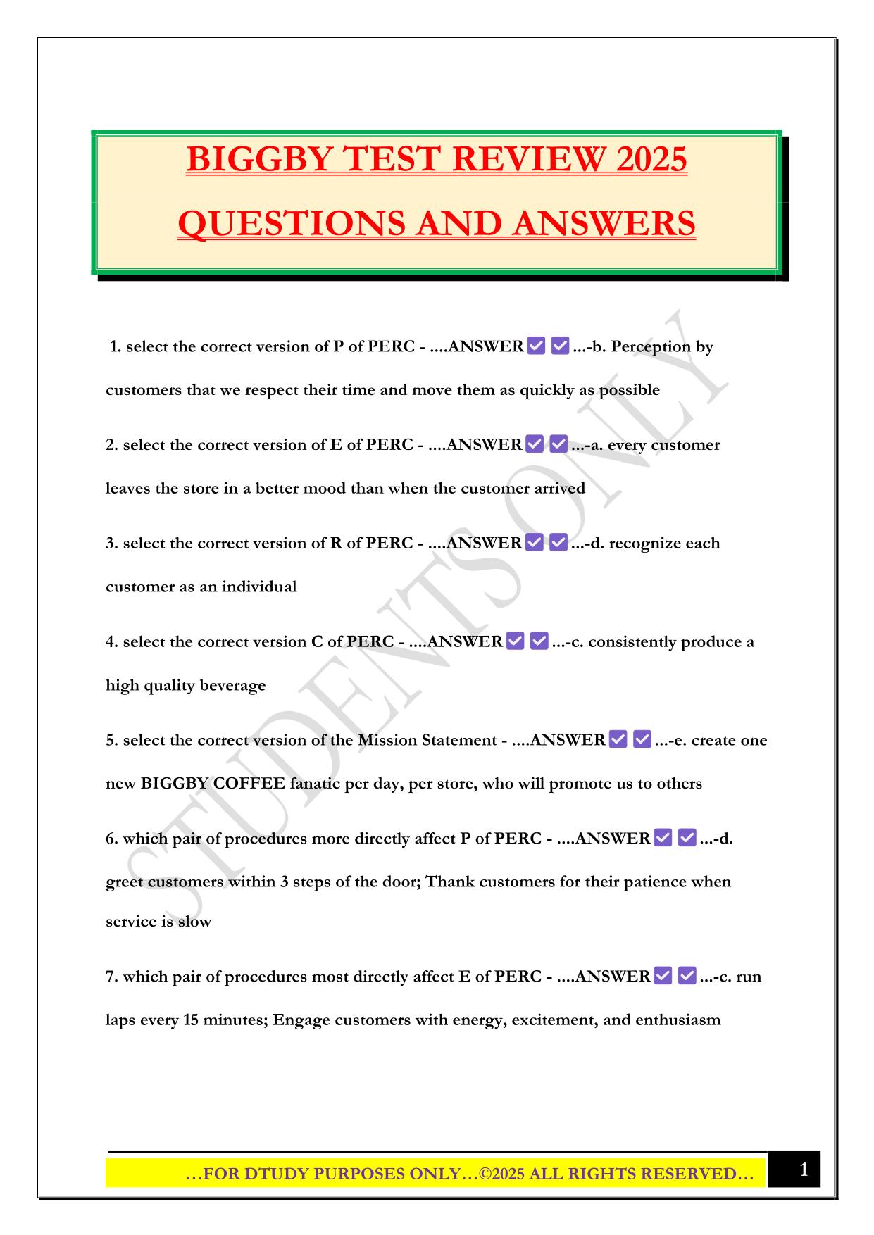 BIGGBY TEST REVIEW 2025 QUESTIONS AND ANSWERS