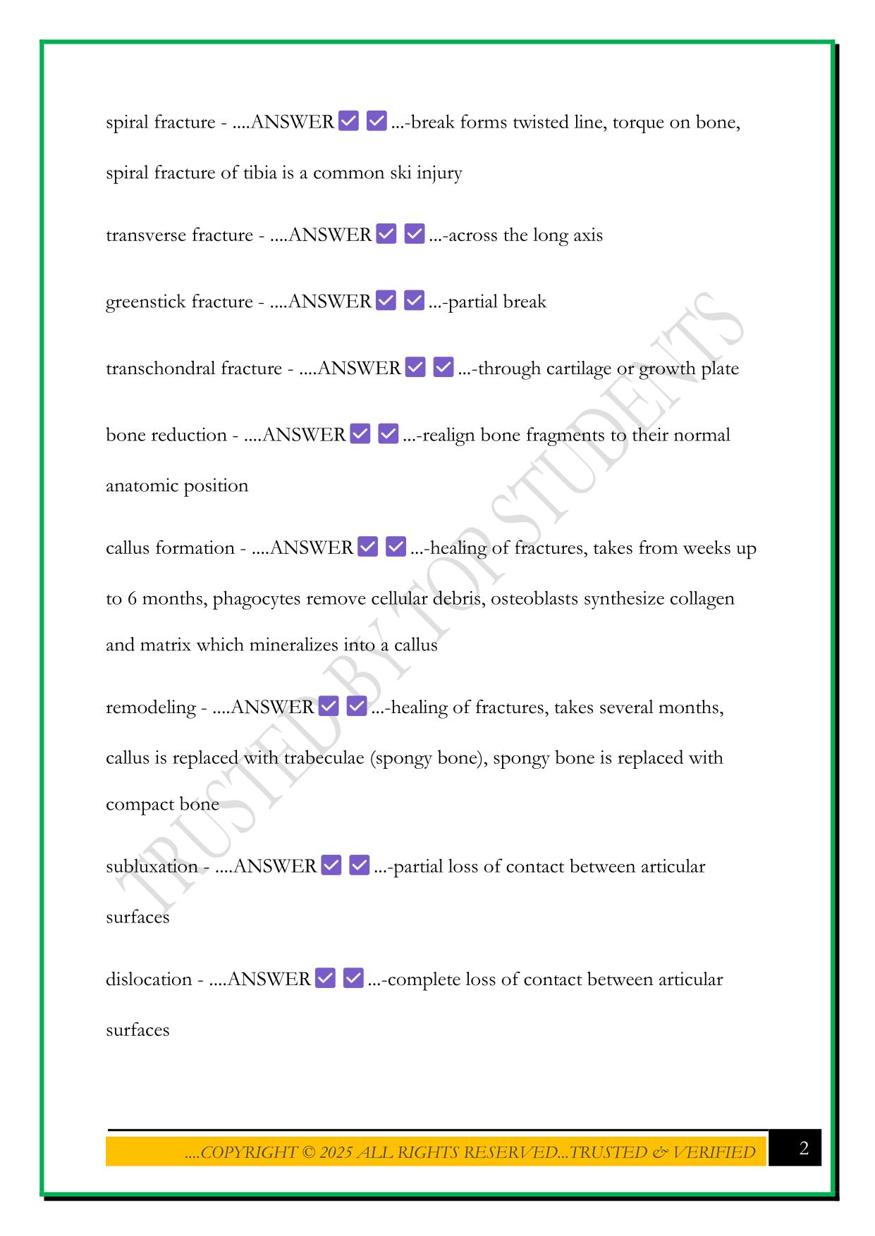 HOSA PATHOPHYSIOLOGY MUSCOSKELETAL EXAM 2025 QUESTIONS AND ANSWERS