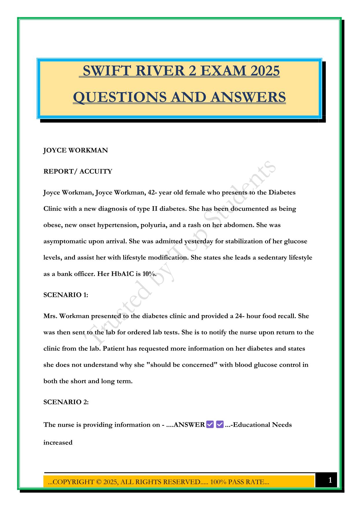 SWIFT RIVER 2 EXAM 2025 QUESTIONS AND ANSWERS
