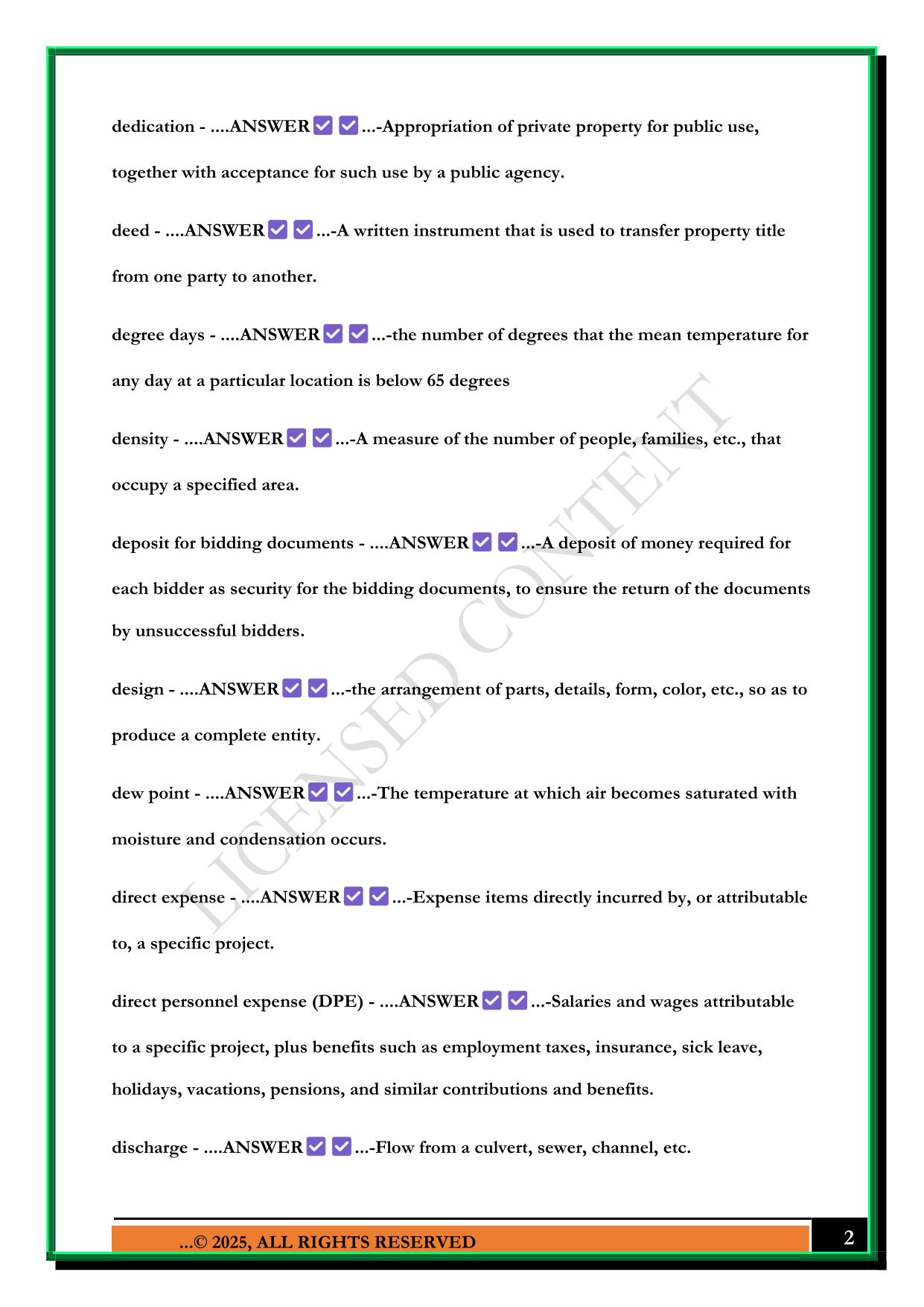 ARE 5.0 PROGRAMMING & ANALYSIS - BRIGHTWOOD GLOSSARY (D-K) EXAM 2025 QUESTIONS AND ANSWERS
