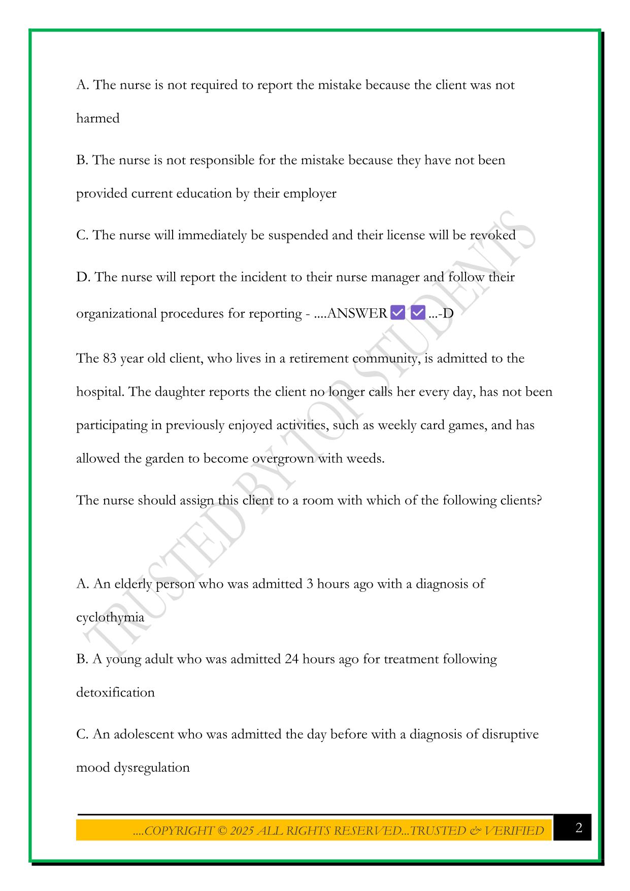 NCSBN NCLEX RN REVIEW 2025 QUESTIONS AND ANSWERS