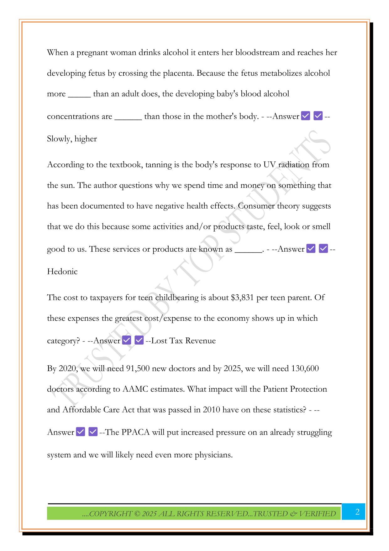 FHCE 3100 Exam 3 2025 Questions and Answers