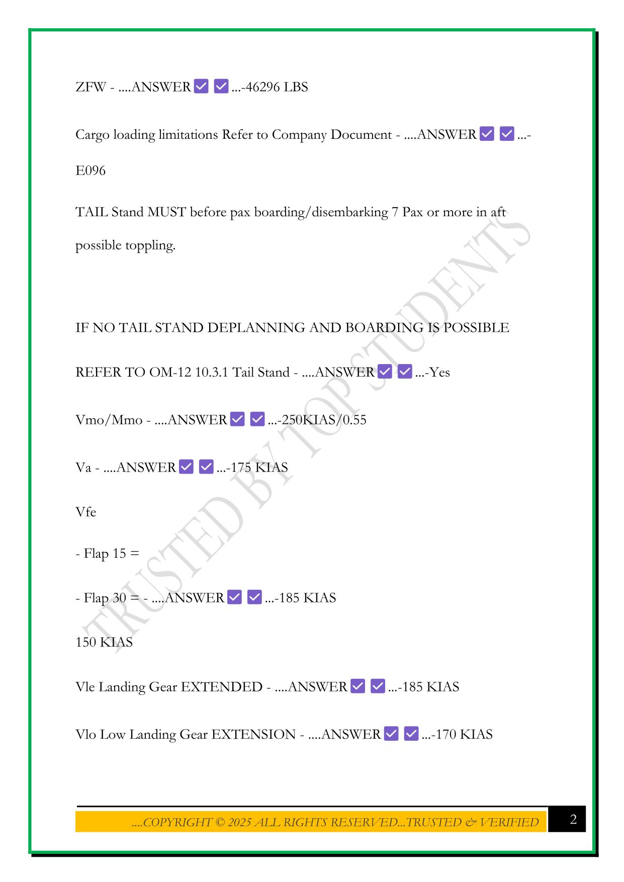 ATR 72-600 LIMITATIONS EXAM 2025 QUESTIONS AND ANSWERS