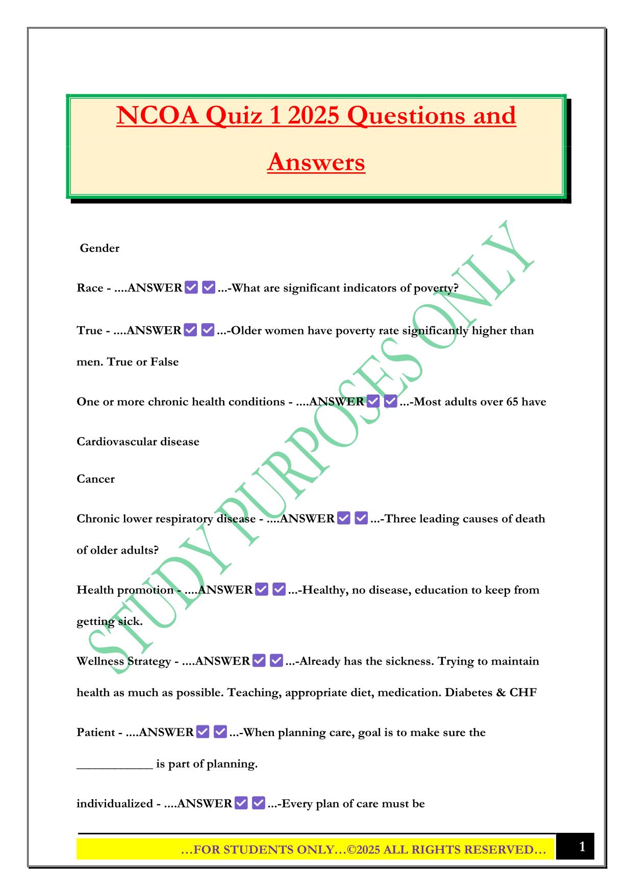 NCOA Bundled Exams 2025/2026 |Questions and Answers |100% Pass