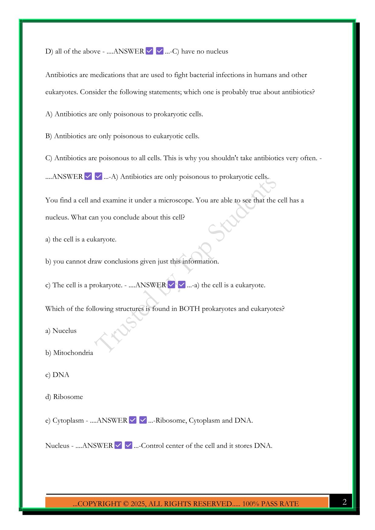 WGU C190- INTRO TO BIOLOGY, UNIT 3 EXAM 2025 QUESTIONS AND ANSWERS