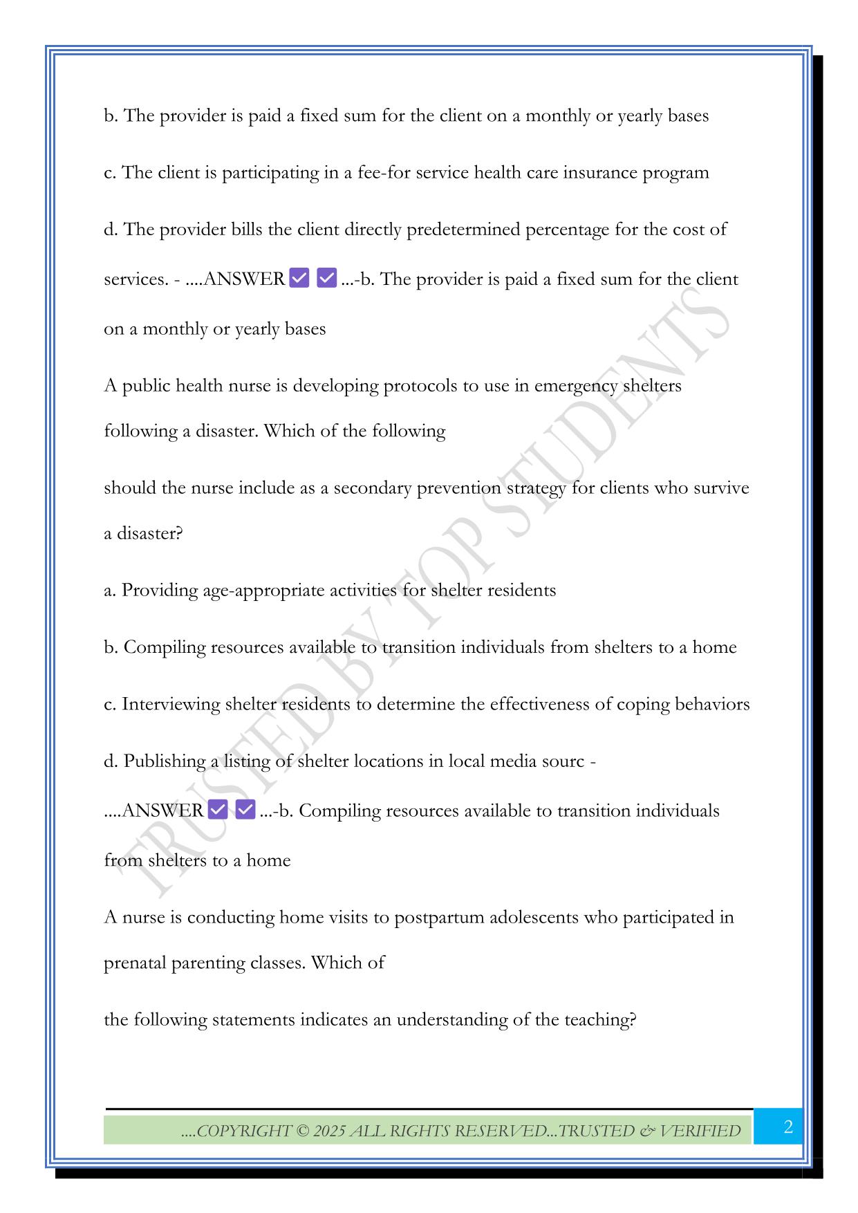 Community Health Proctored ATI Exam 2025 Questions and Answers