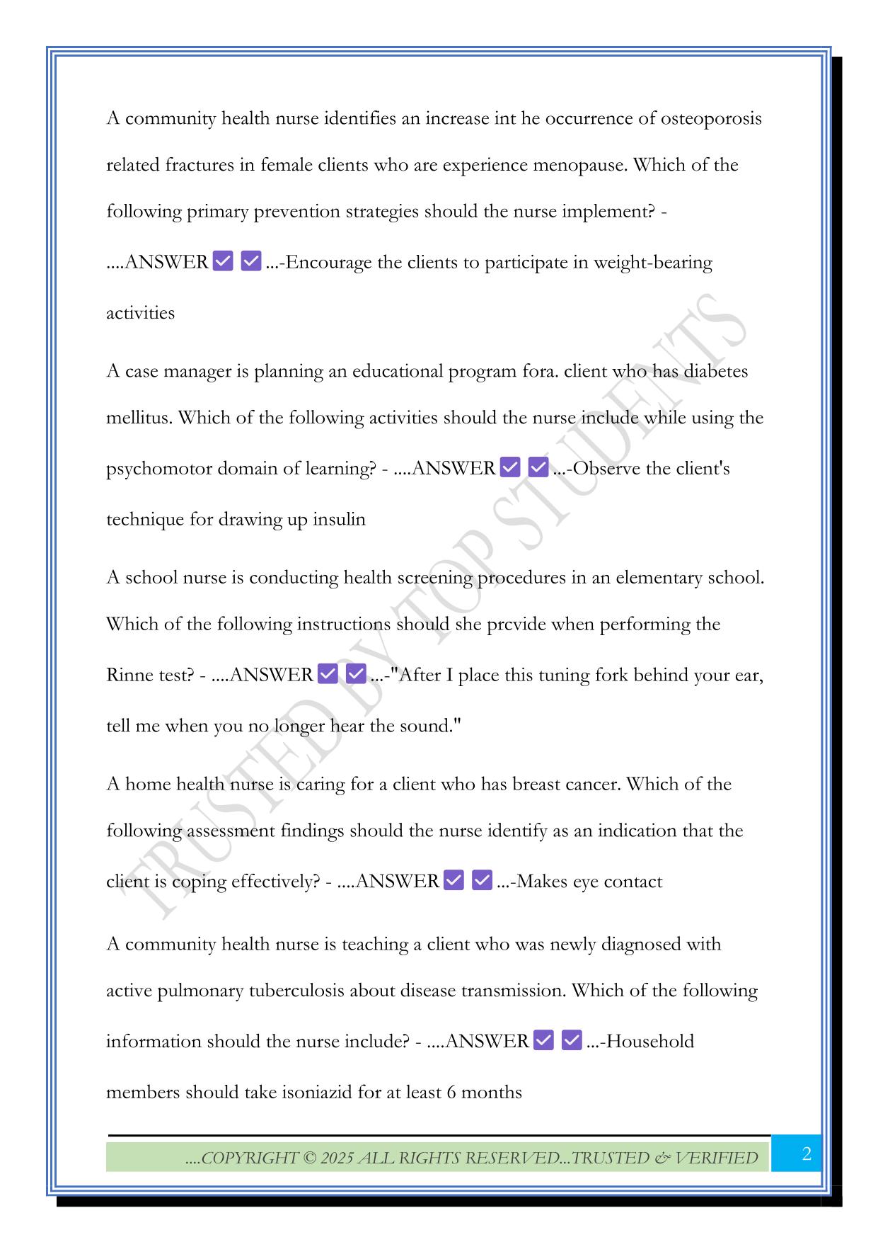 ATI Community Practice A Exam 2025 Questions and Answers
