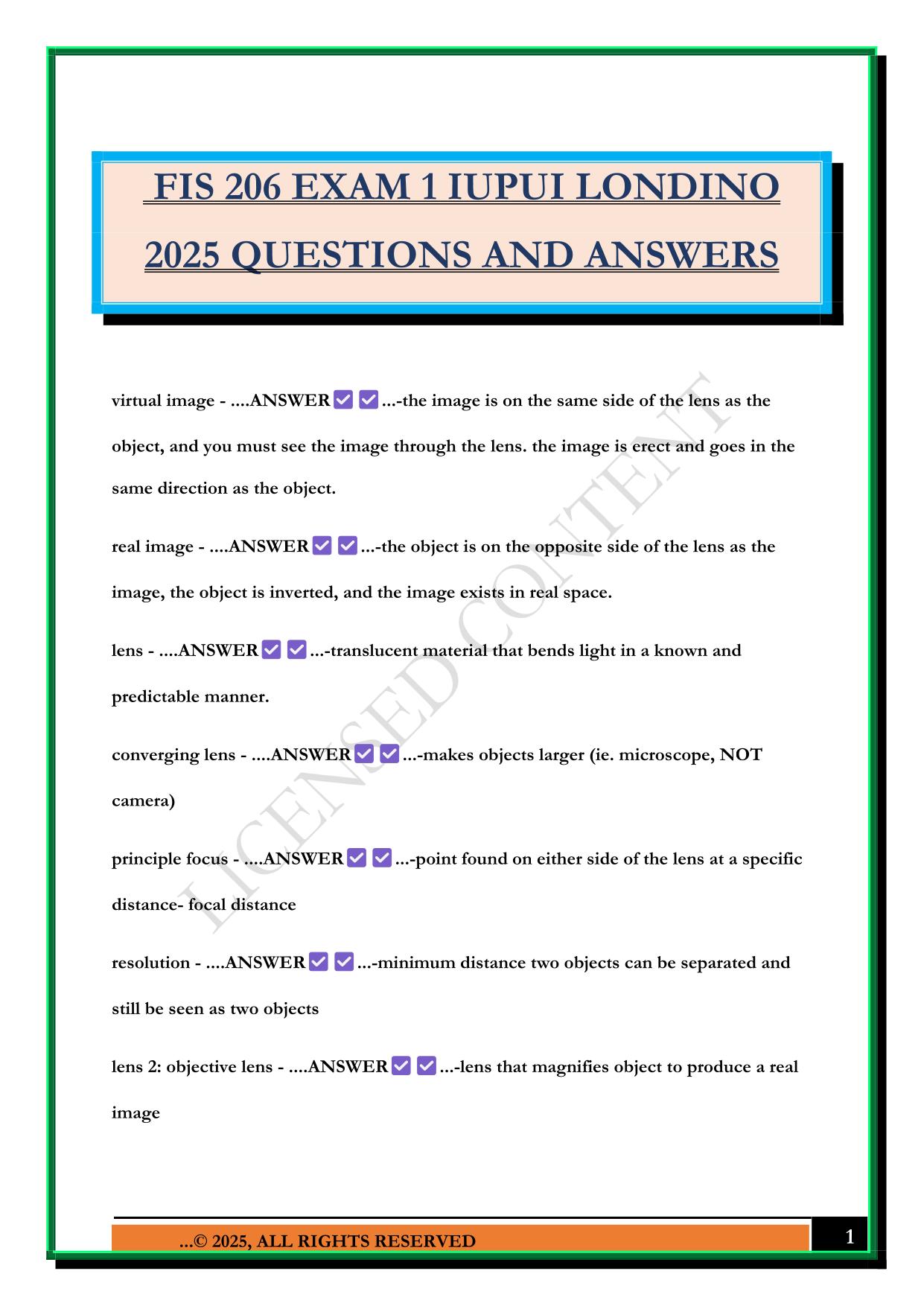 IUPUI Bundled Exams Questions and Answers 100% Pass