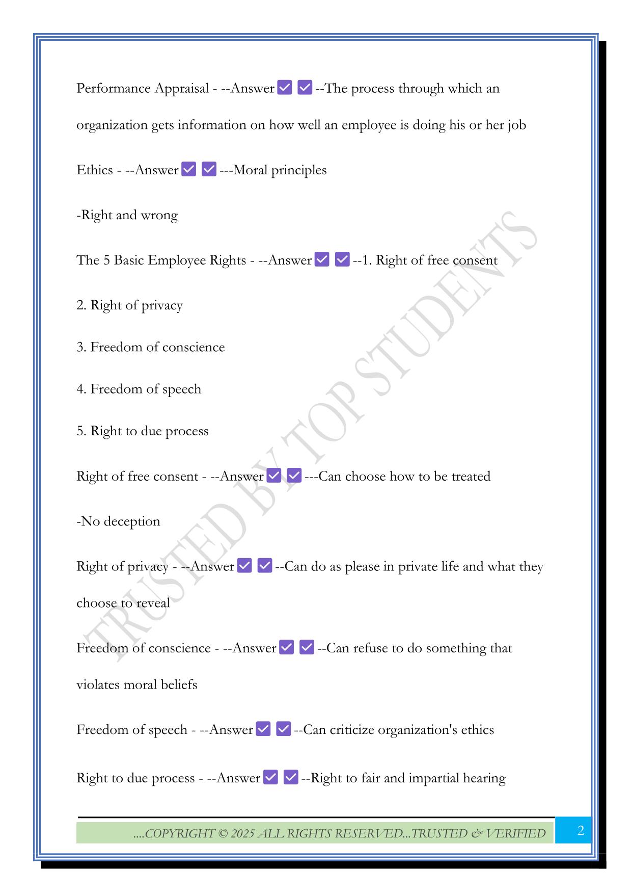 HRMN 3420- Test 1- Walker 2025 Questions and Answers