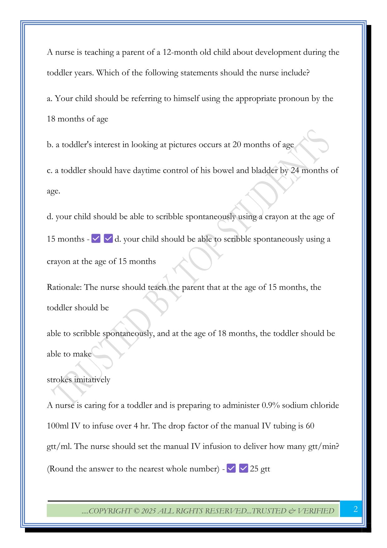 ATI Pediatric Exam 2025 Questions and Answers