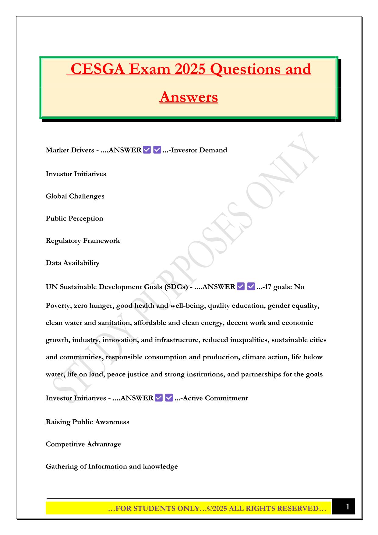 CESGA Exam 2025 Questions and Answers