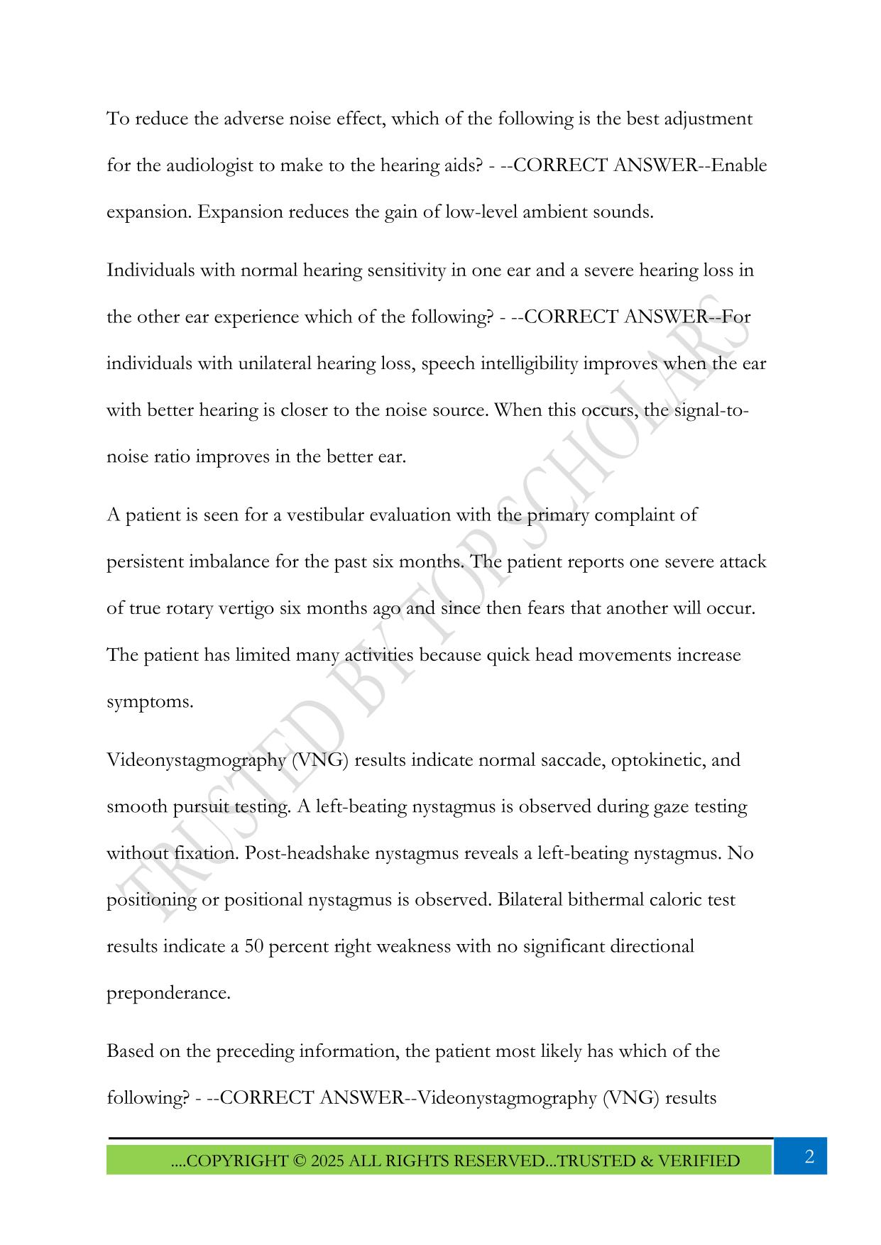 Audiology Praxis Test 2025 Questions and Answers