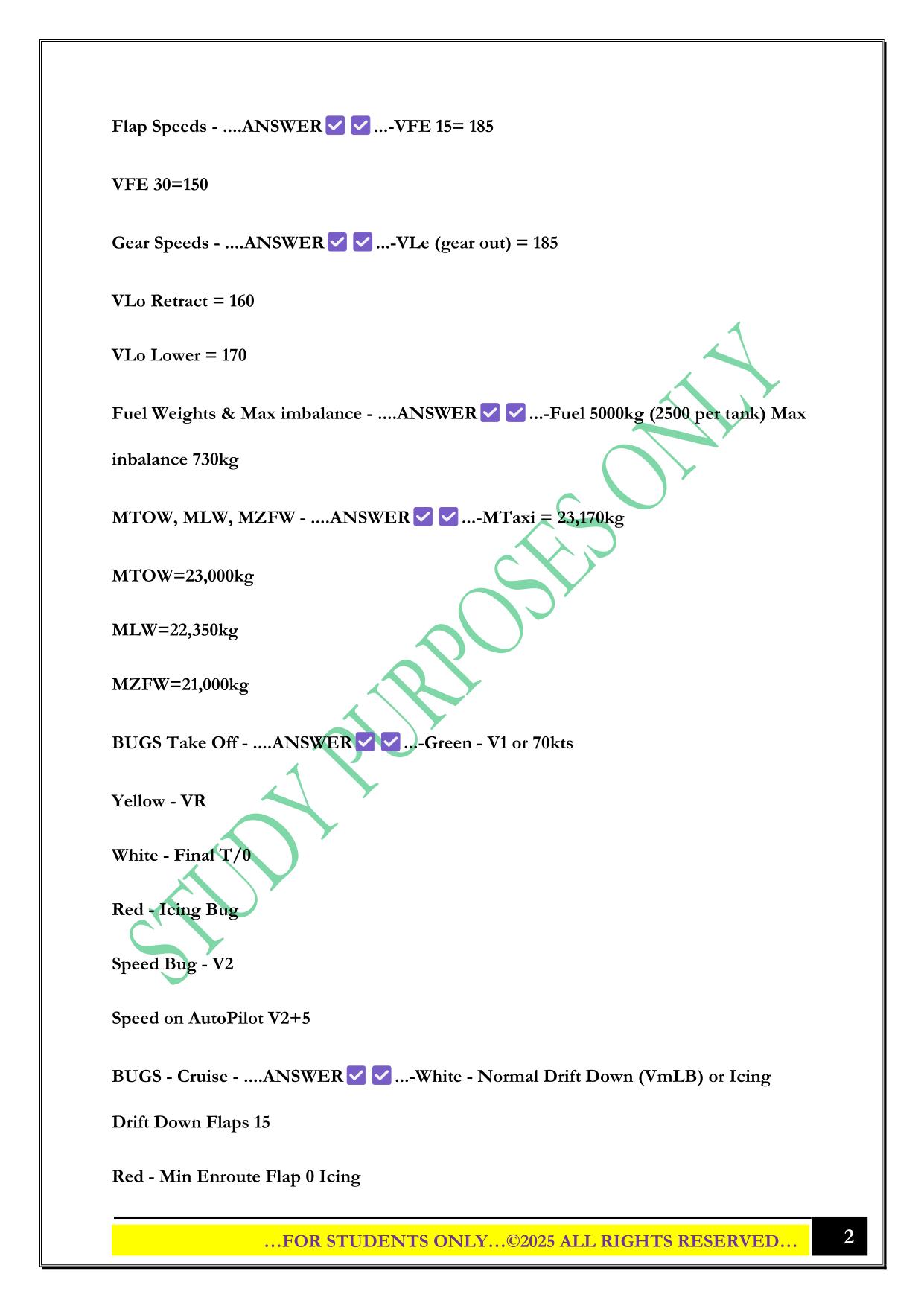 ATR 72-600 Limitations Exam 2025 Questions and Answers