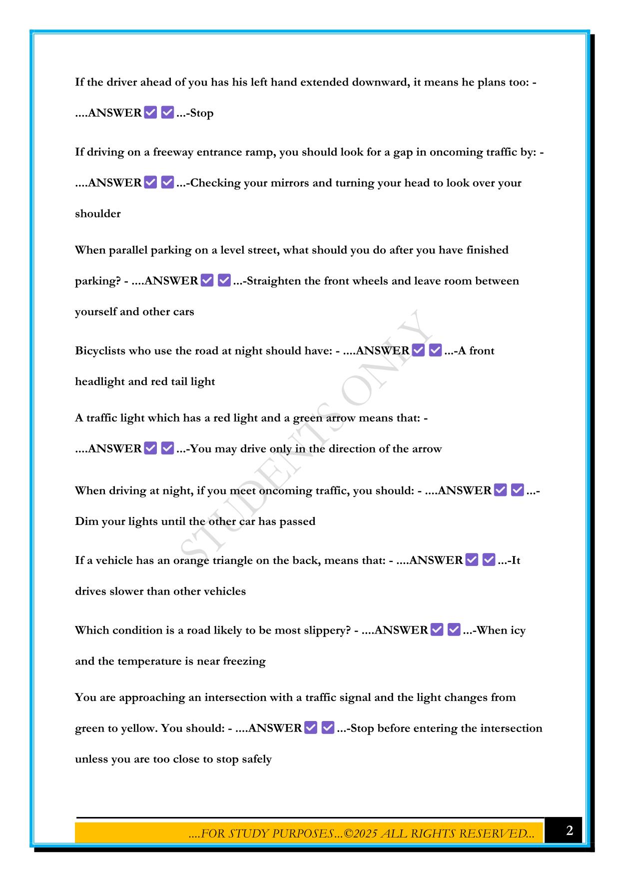 OKLAHOMA PERMIT TEST 2025 QUESTIONS AND ANSWERS