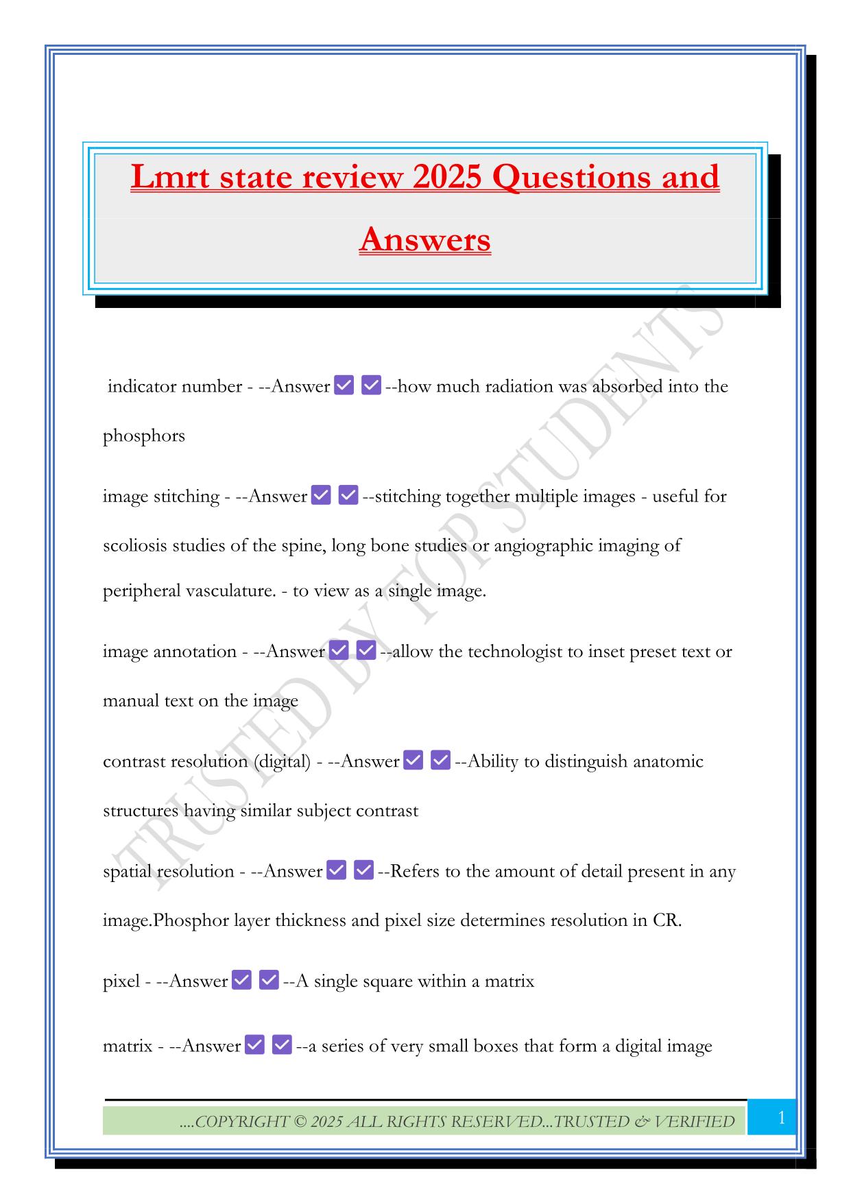 Lmrt state review 2025 Questions and Answers