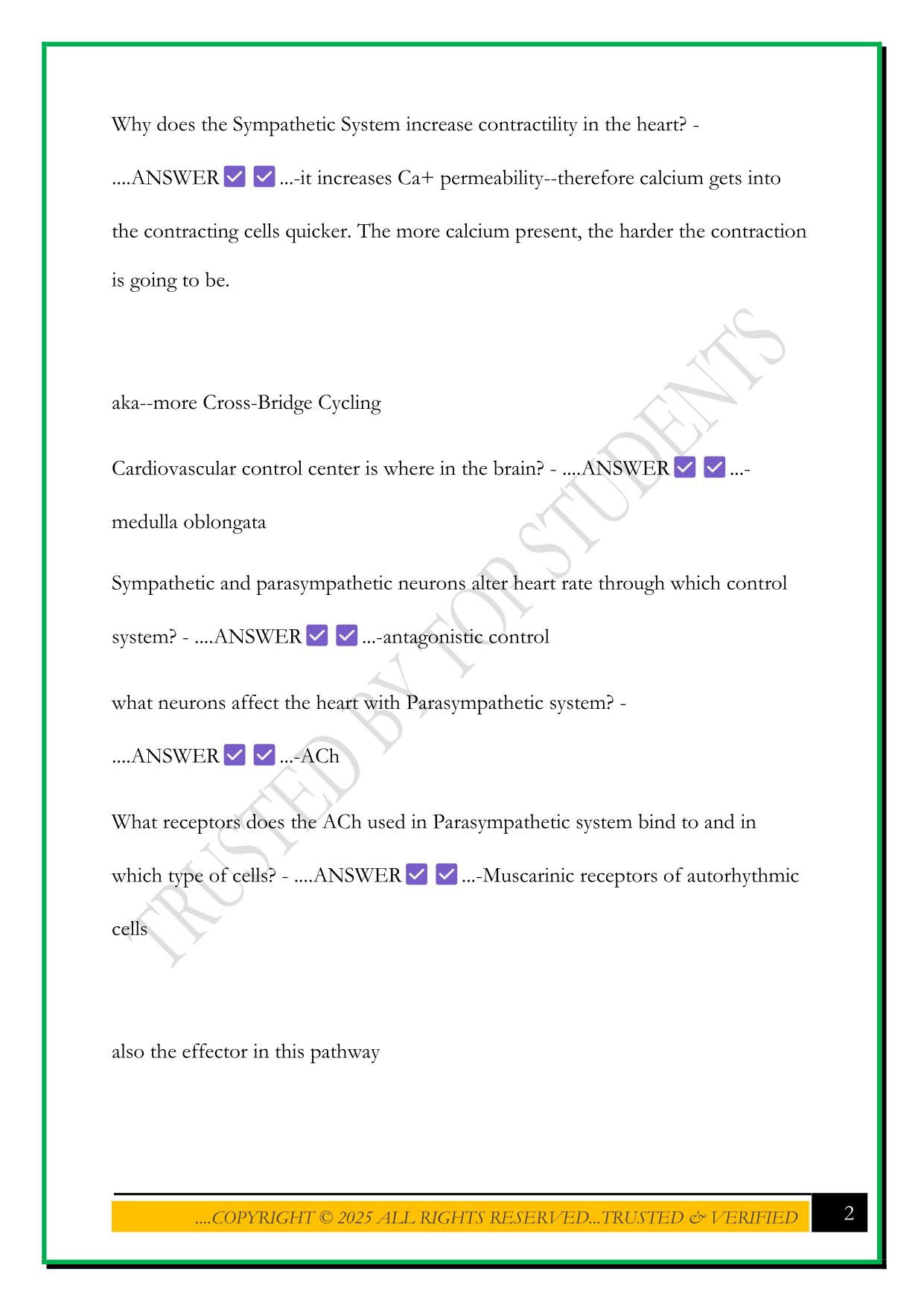 CH. 14 PHYSIOLOGY IUPUI DR. CLARK EXAM 3 2025 QUESTIONS AND ANSWERS