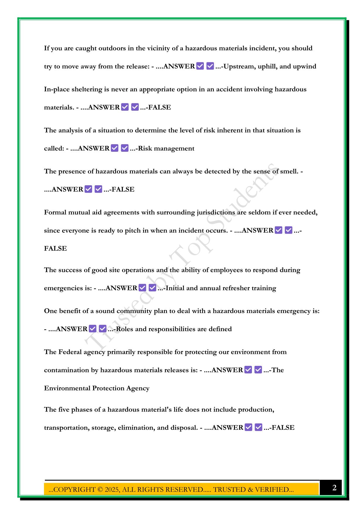  IS-5.A: AN INTRODUCTION TO HAZARDOUS MATERIALS EXAM 2025 QUESTIONS AND ANSWERS