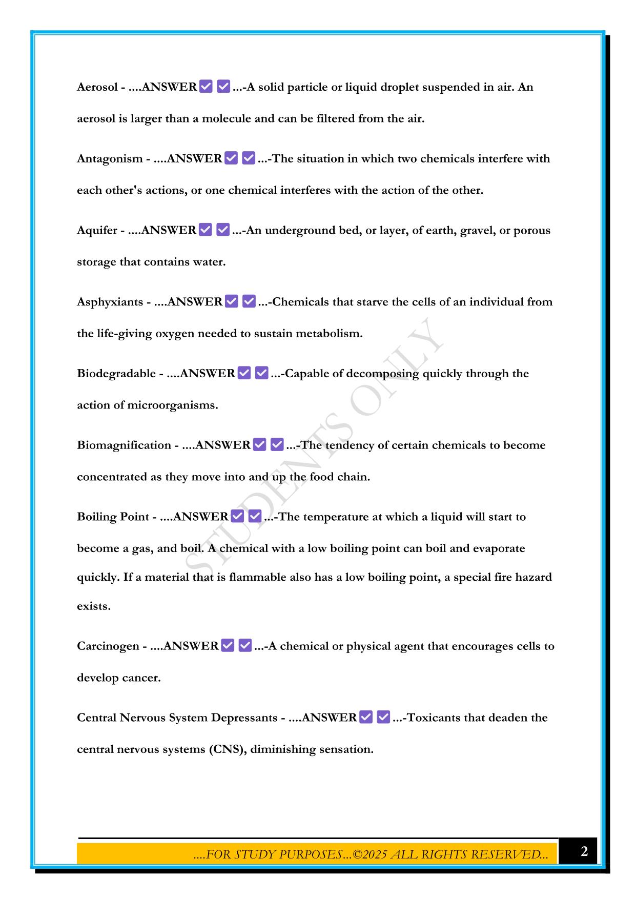 FEMA IS-005.A: AN INTRODUCTION TO HAZARDOUS MATERIALS EXAM 2025 QUESTIONS AND ANSWERS
