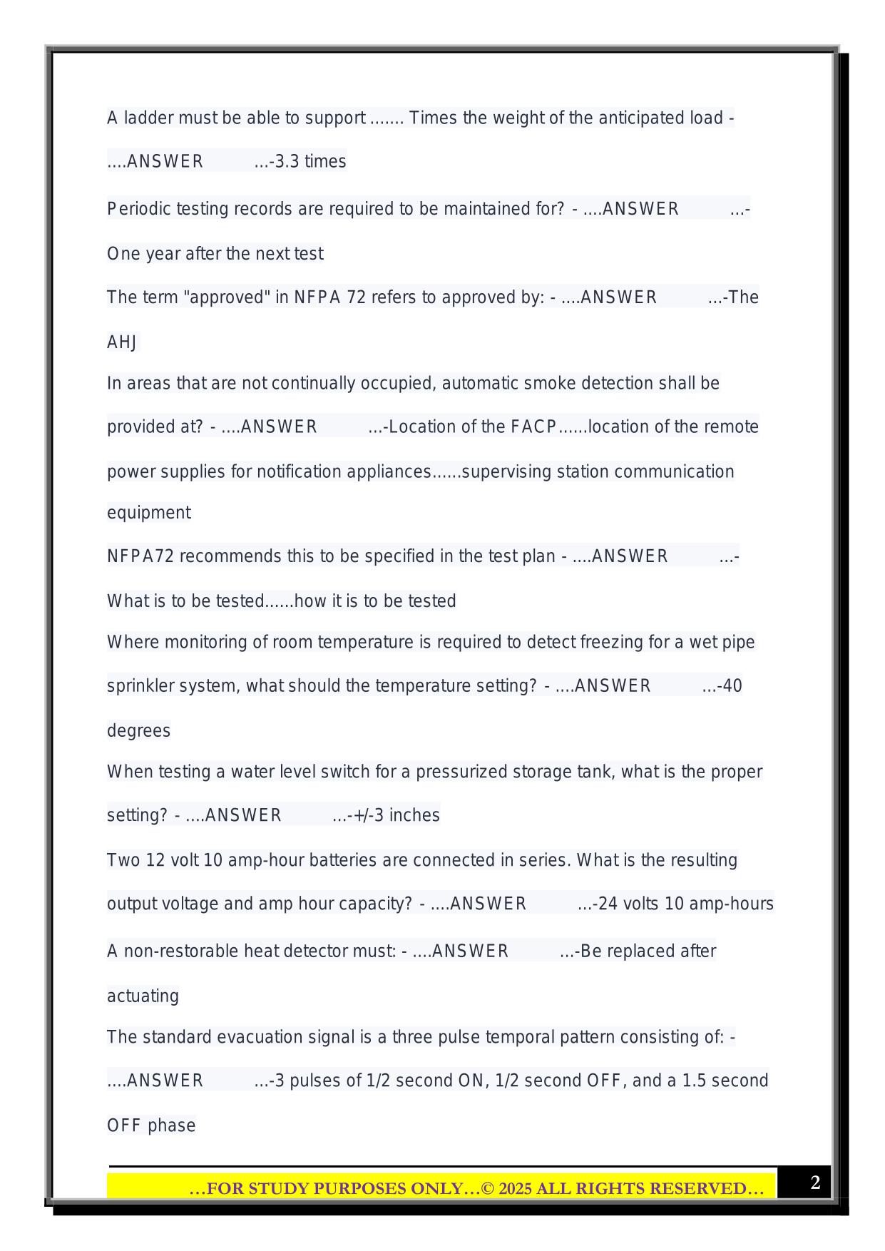 NICET Level 1 inspection and Testing Exam 2025 Questions and Answers