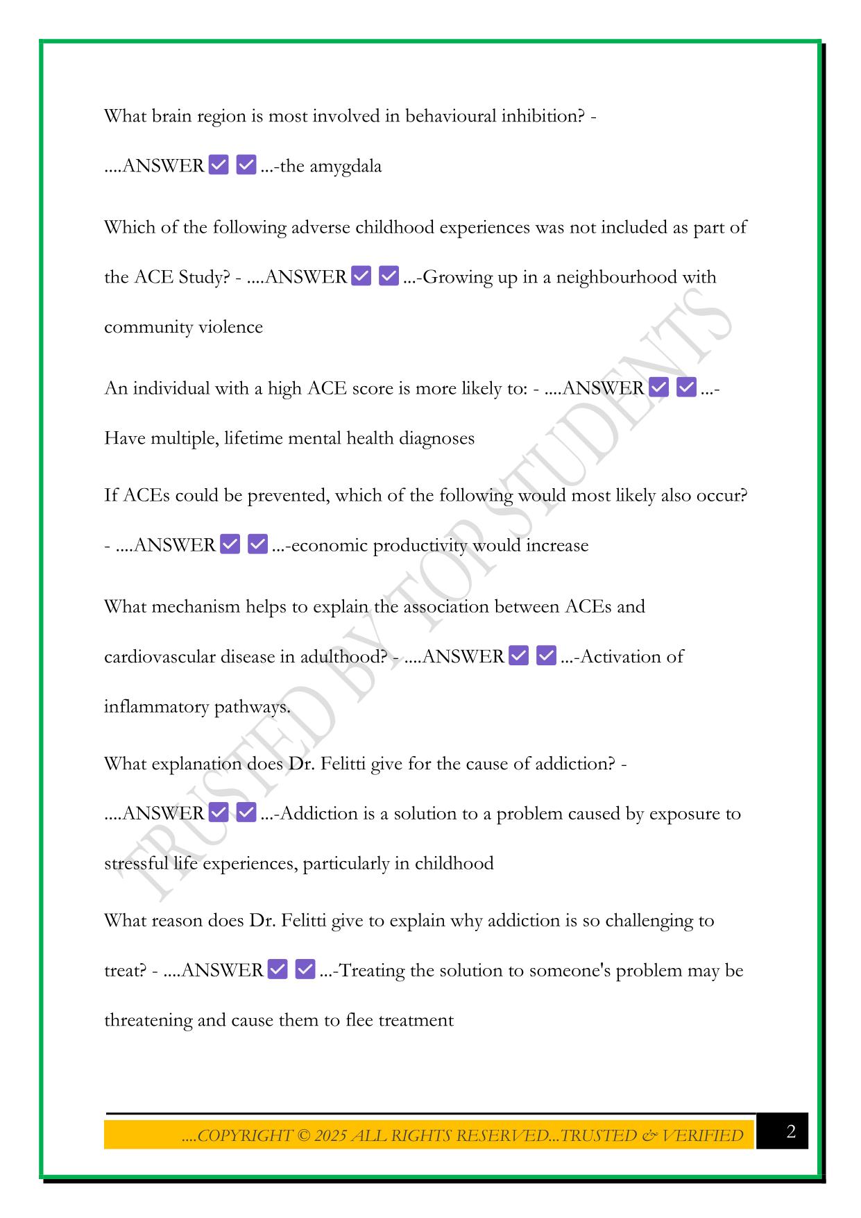DEVELOPMENTAL NEURO FINAL BRAIN STORY CERTIFICATE EXAM 2025 QUESTIONS AND ANSWERS
