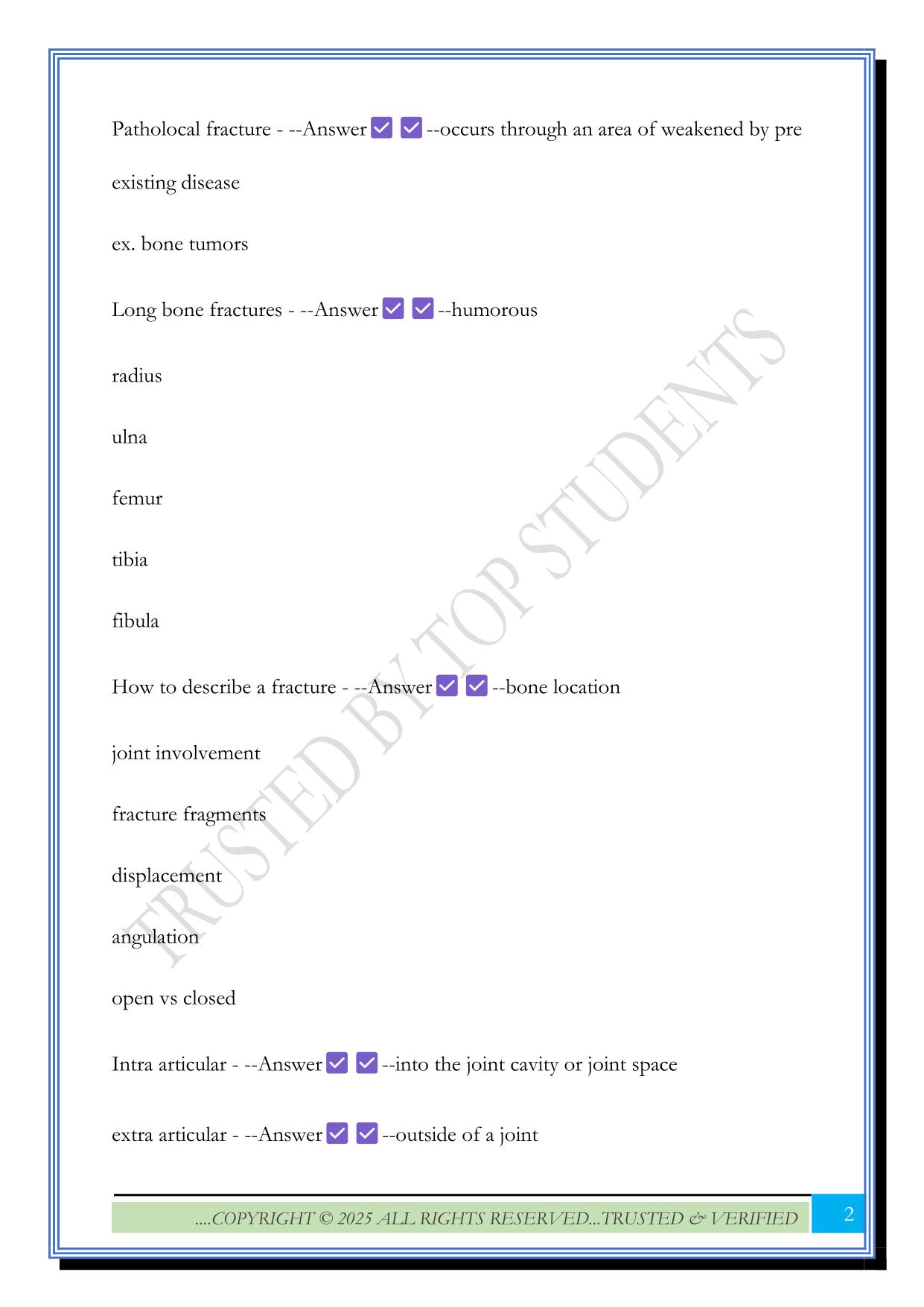 MSC ORT final Exam 2025 Questions and Answers