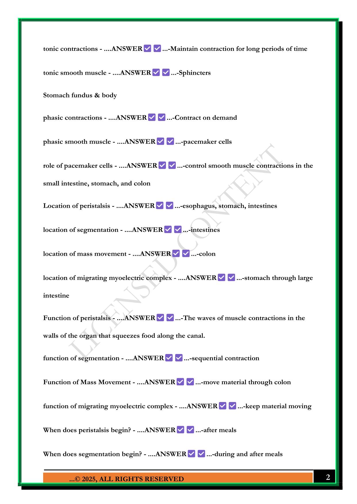 PHYSIOLOGY IUPUI EXAM 5 2025 QUESTIONS AND ANSWERS