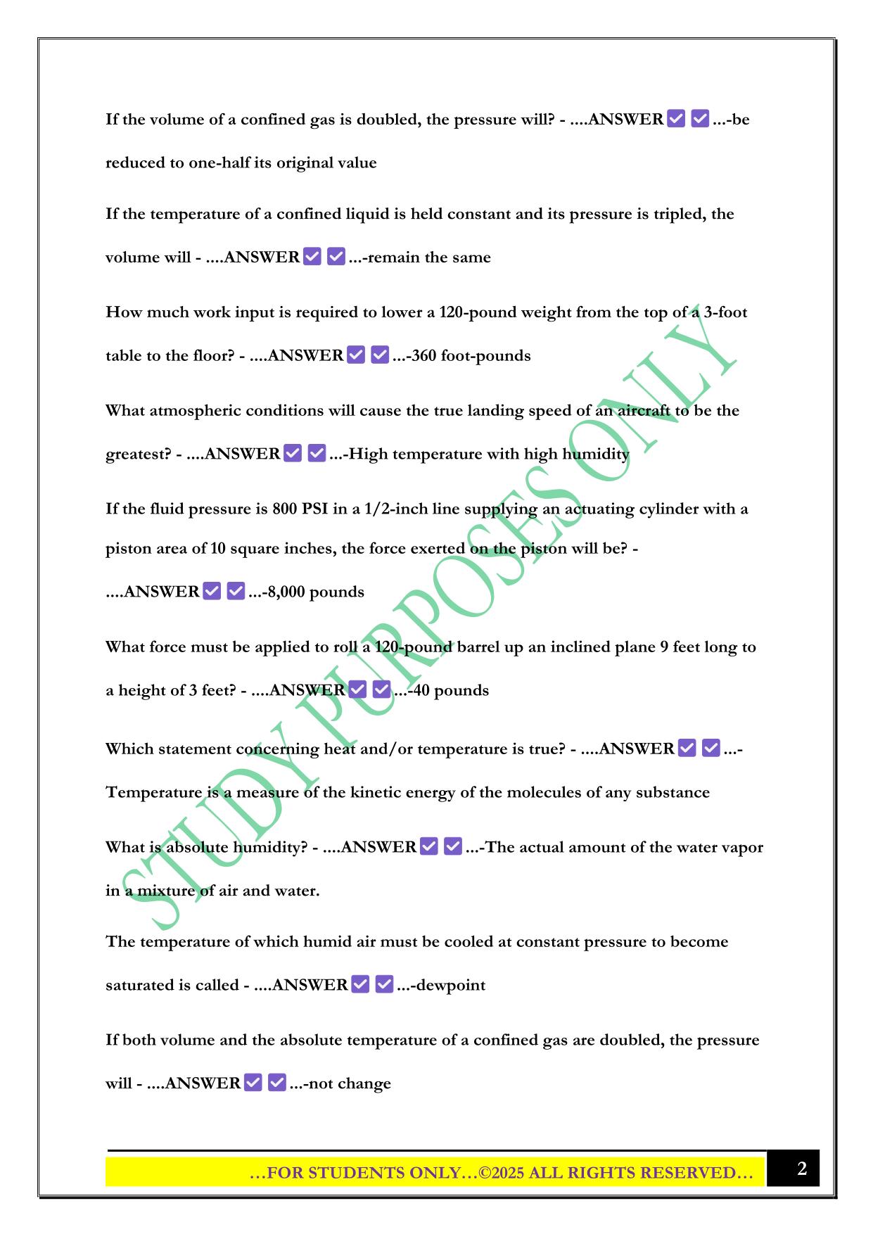 Aviation General 1 - Final Exam 2025 Questions and Answers
