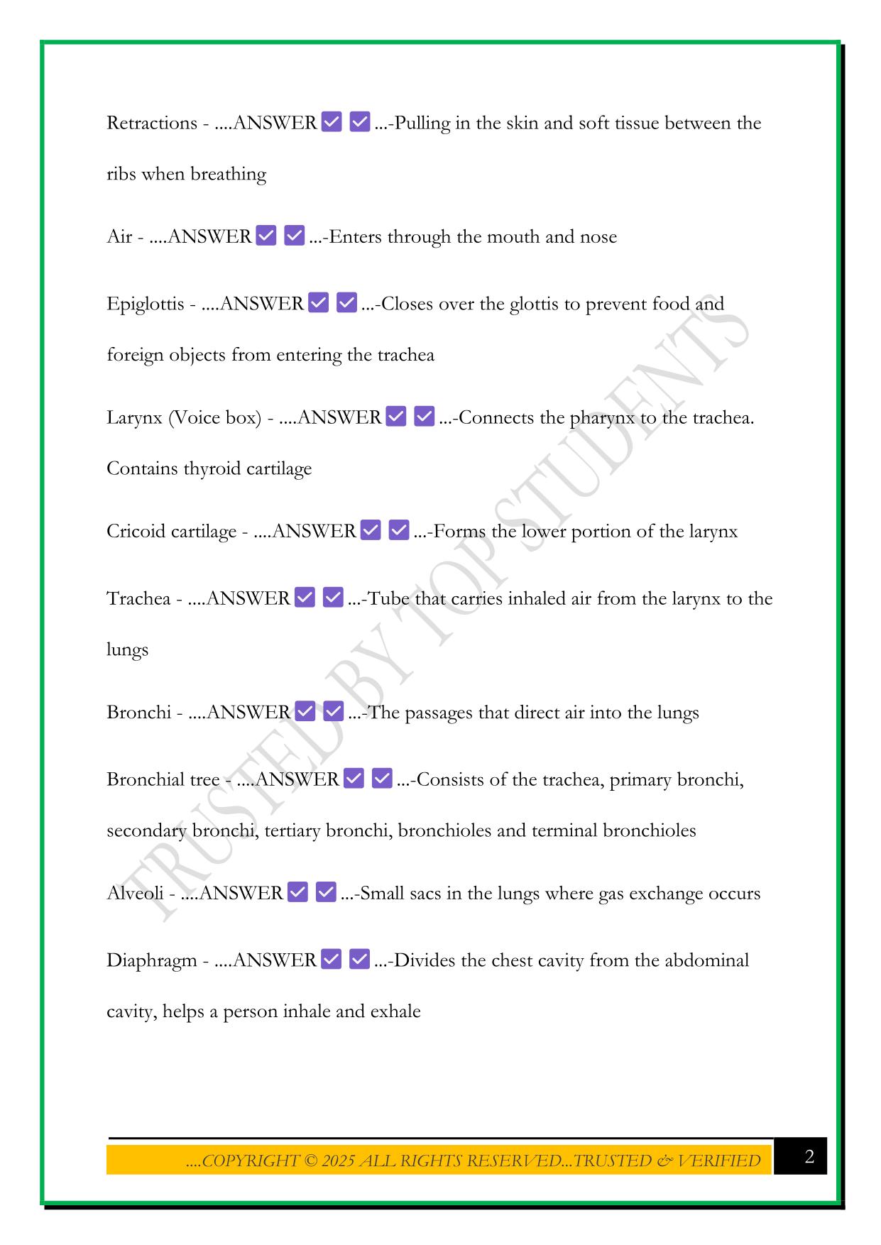 HCB RESPIRATORY SYSTEM EXAM 2025 QUESTIONS AND ANSWERS