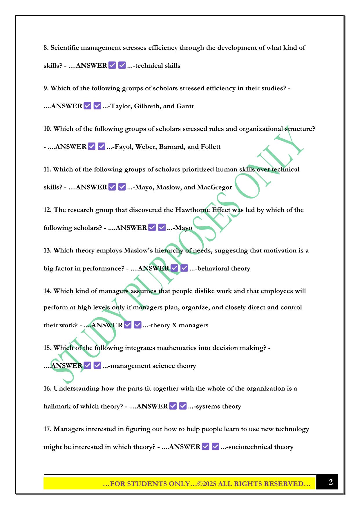 BMGT 1327 Finale Exam Review 2025 Questions and Answers