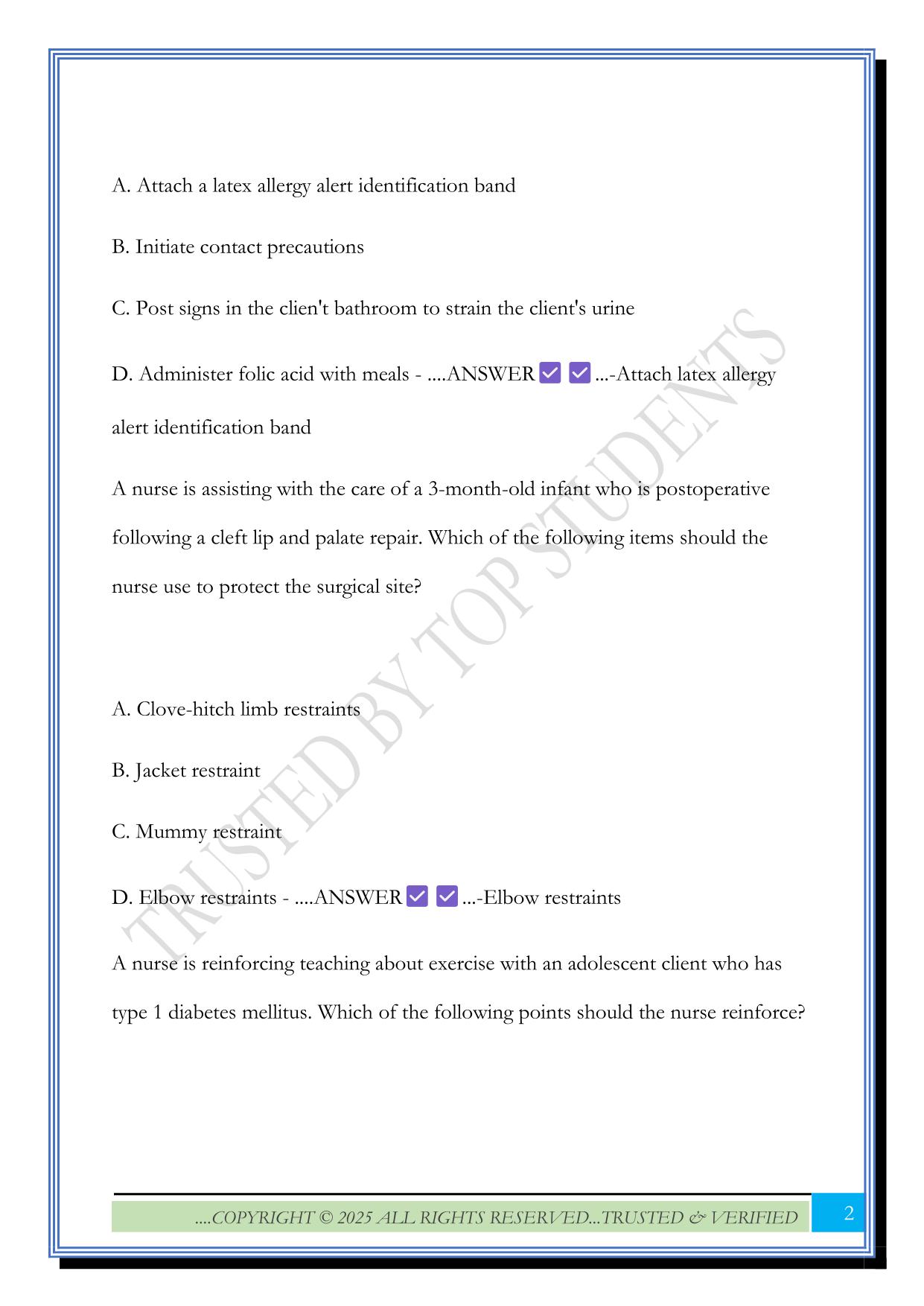 ATI: Nursing Care of Children (ALL: Book, adaptive quizzes, assessments A & B) 2025 Questions and Answers