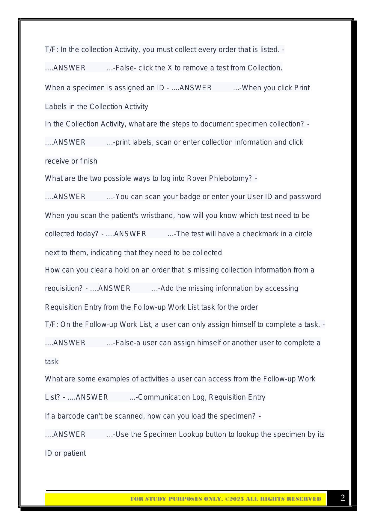 CP Beaker Pre Test 2025 Questions and Answers