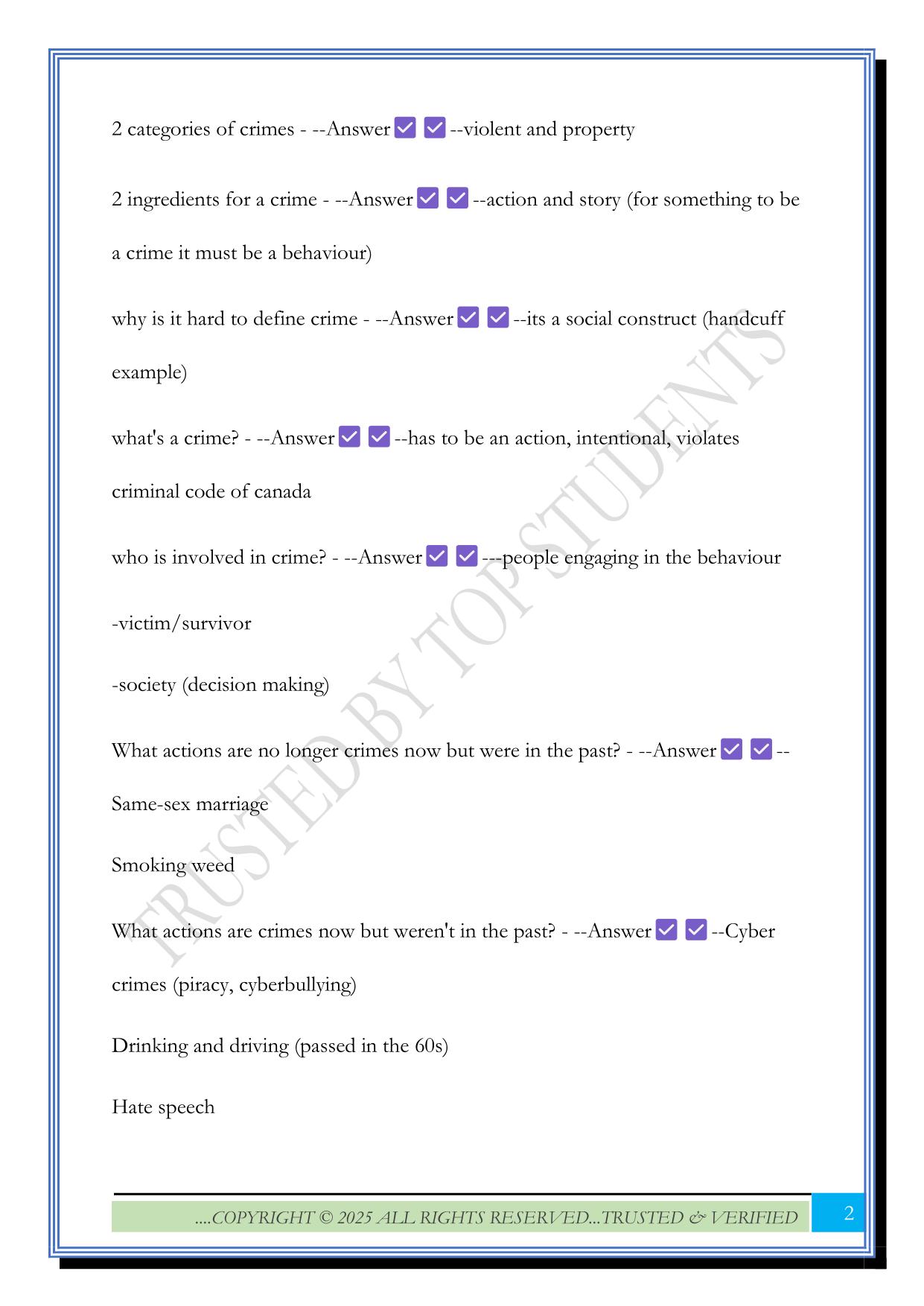 PSYC3402 Midterm Exam 2025 Questions and Answers
