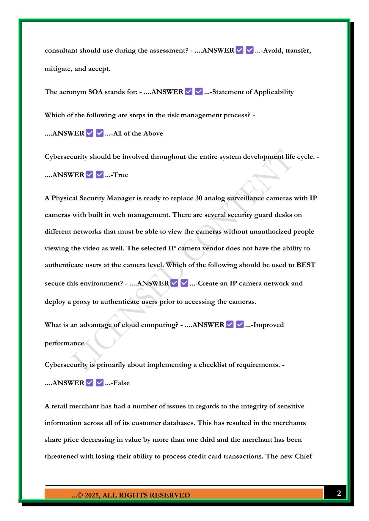 FEDVTE ENTERPRISE CYBERSECURITY OPERATIONS EXAM 2025 QUESTIONS AND ANSWERS
