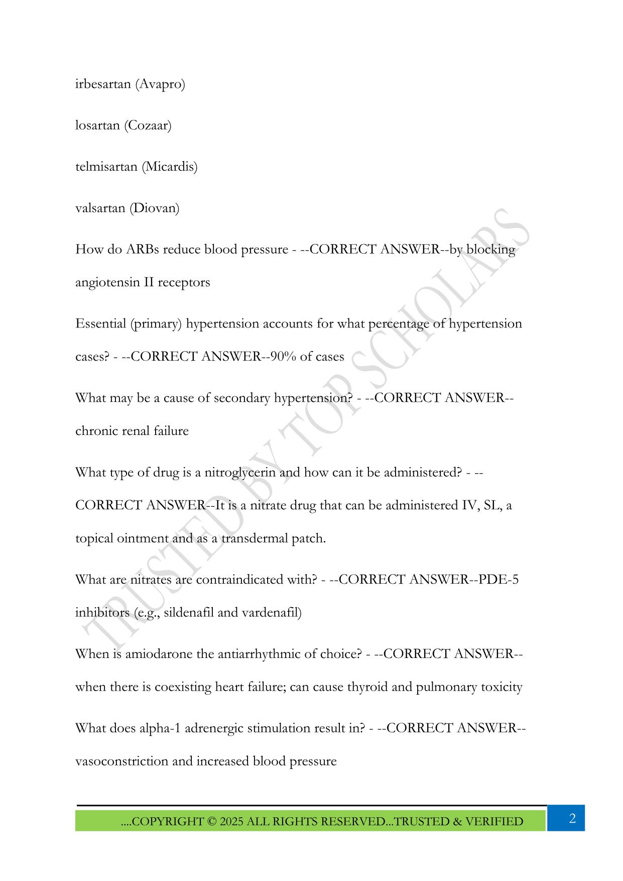 NUR 635 Final (Cardiovascular) Exam 2025 Questions and Answers
