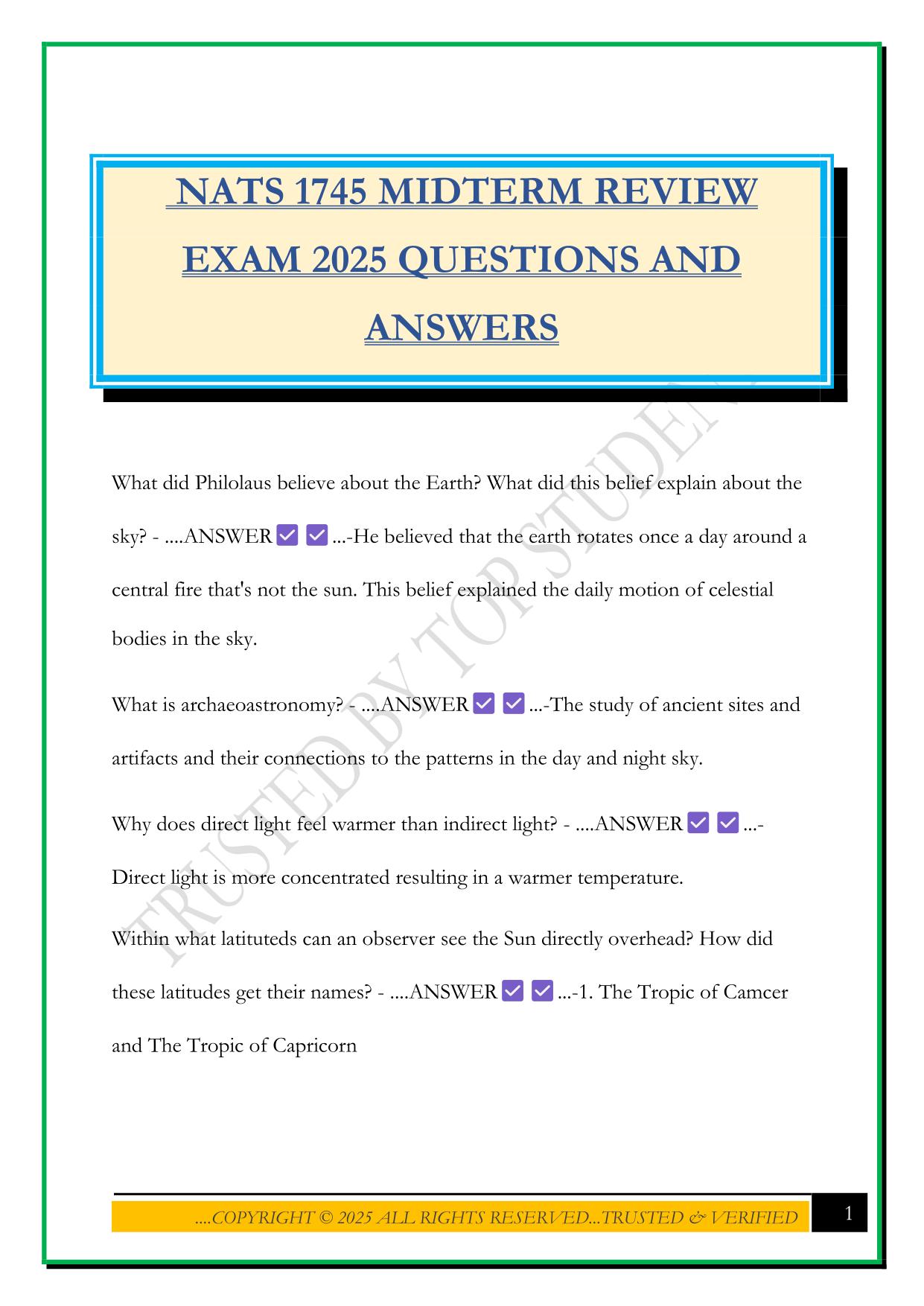 NATS 1745 Bundled Exams Questions and Answers |100% Pass |Verified and Updated