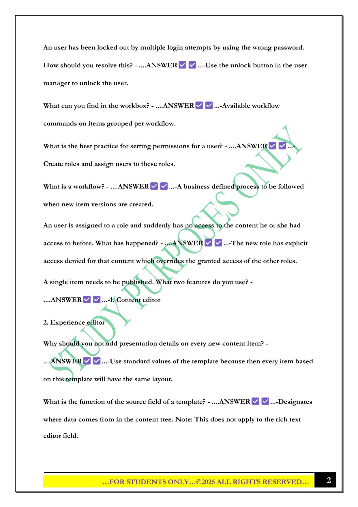 Sitecore 10 Exam questions ER 2025 Questions and Answers