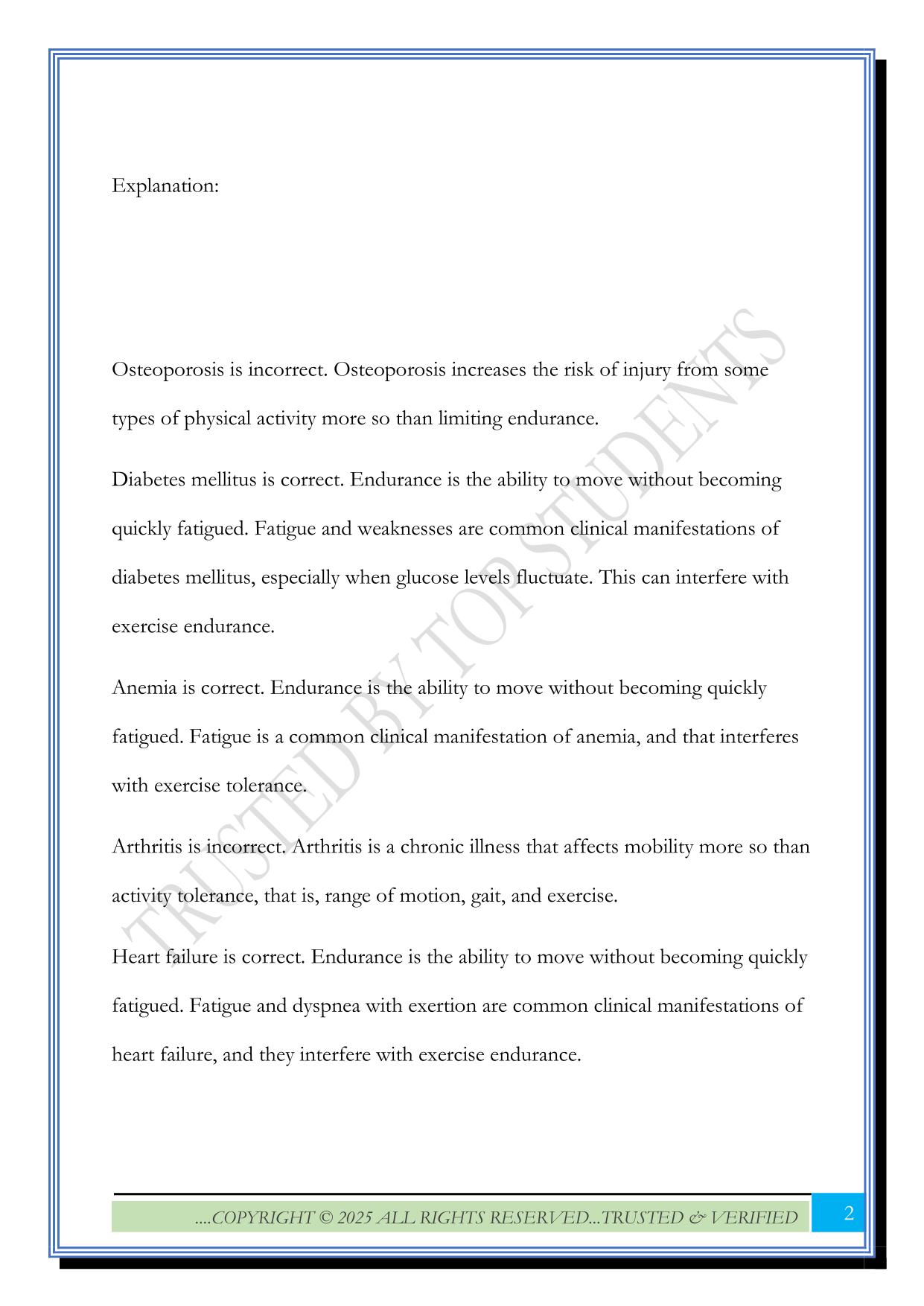 Wellness and Self-Care: Self-Care: Physical Activity Exam 2025 Questions and Answers