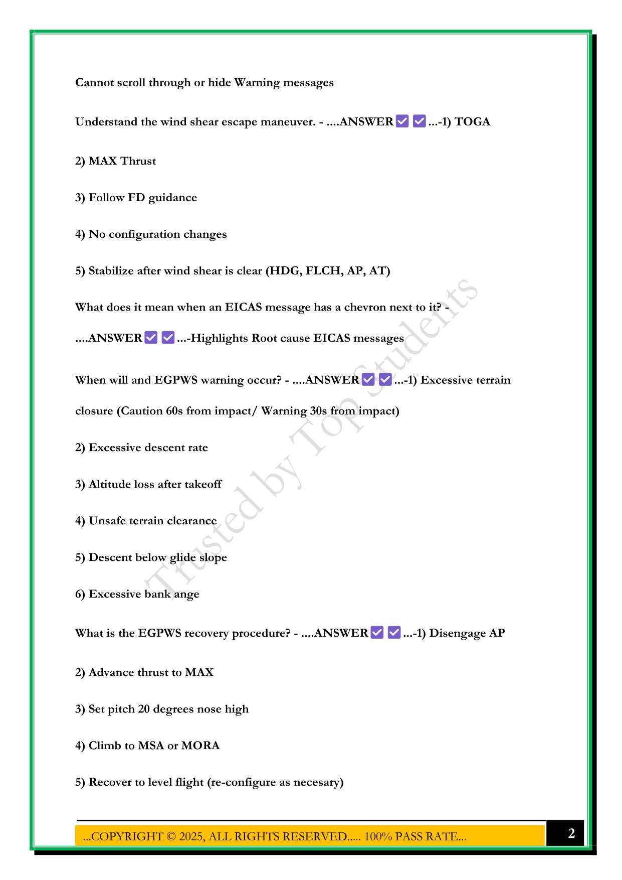 ERJ 175 GROUND EXAM 2025 QUESTIONS AND ANSWERS