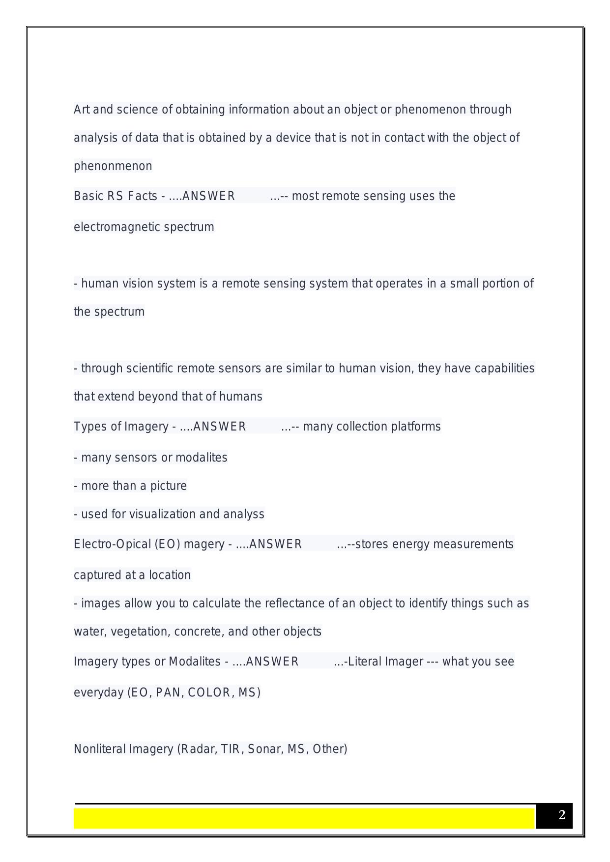 QGIS Quiz 3 -- Remote Sensing Exam 2025 Questions and Answers