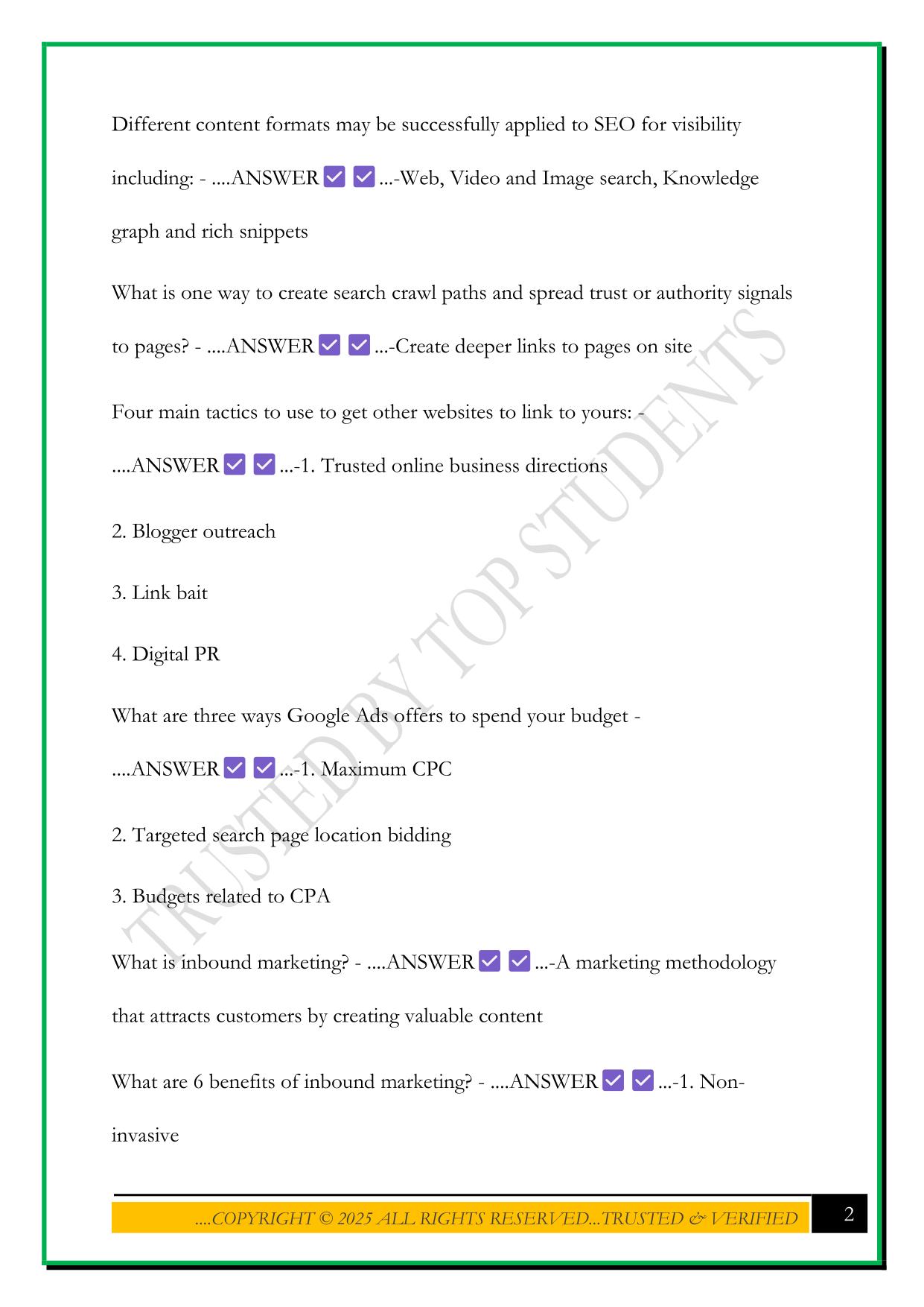 DMI SPECIALIST - SEARCH MARKETING EXAM 2025 QUESTIONS AND ANSWERS