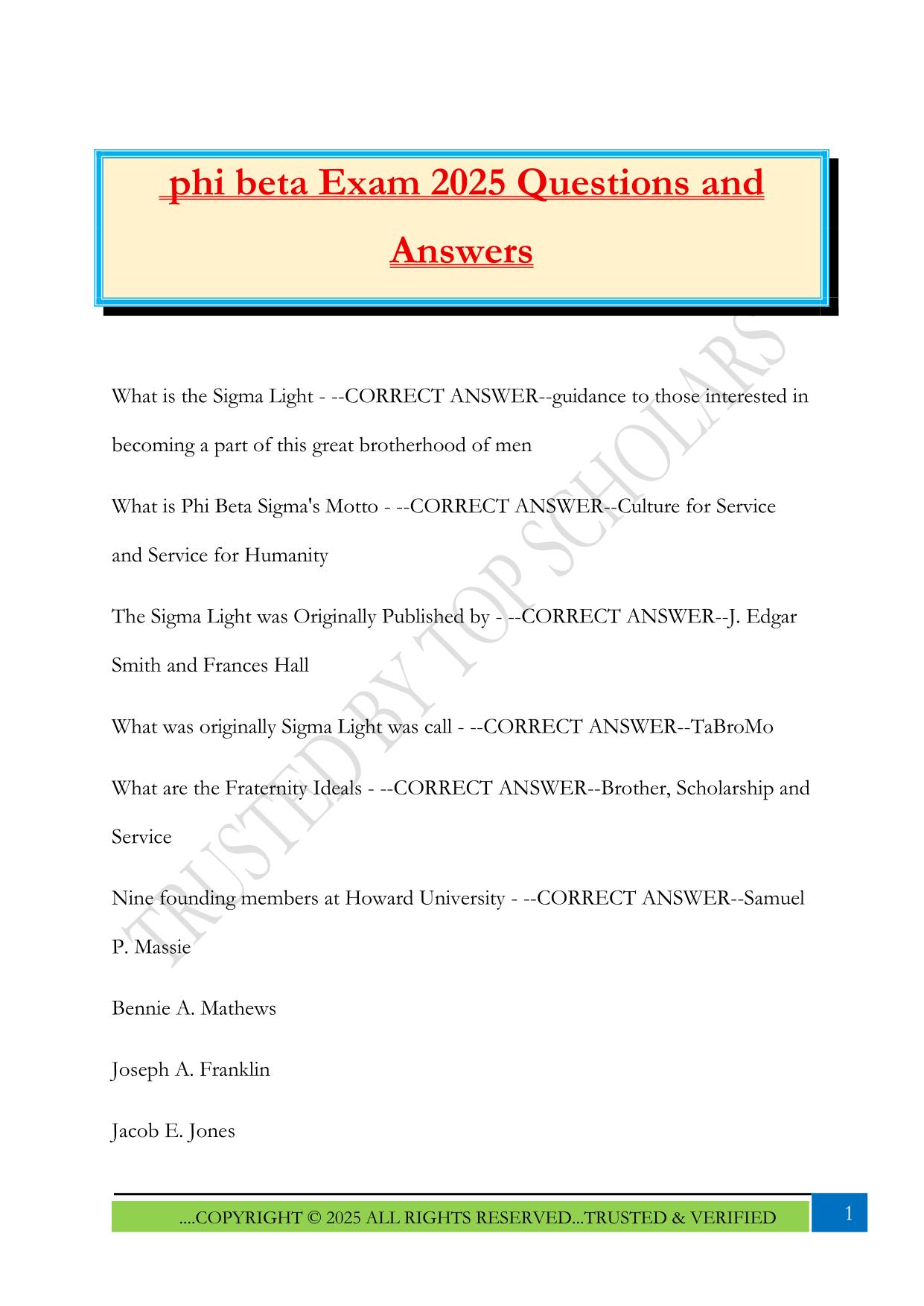phi beta Exam 2025 Questions and Answers