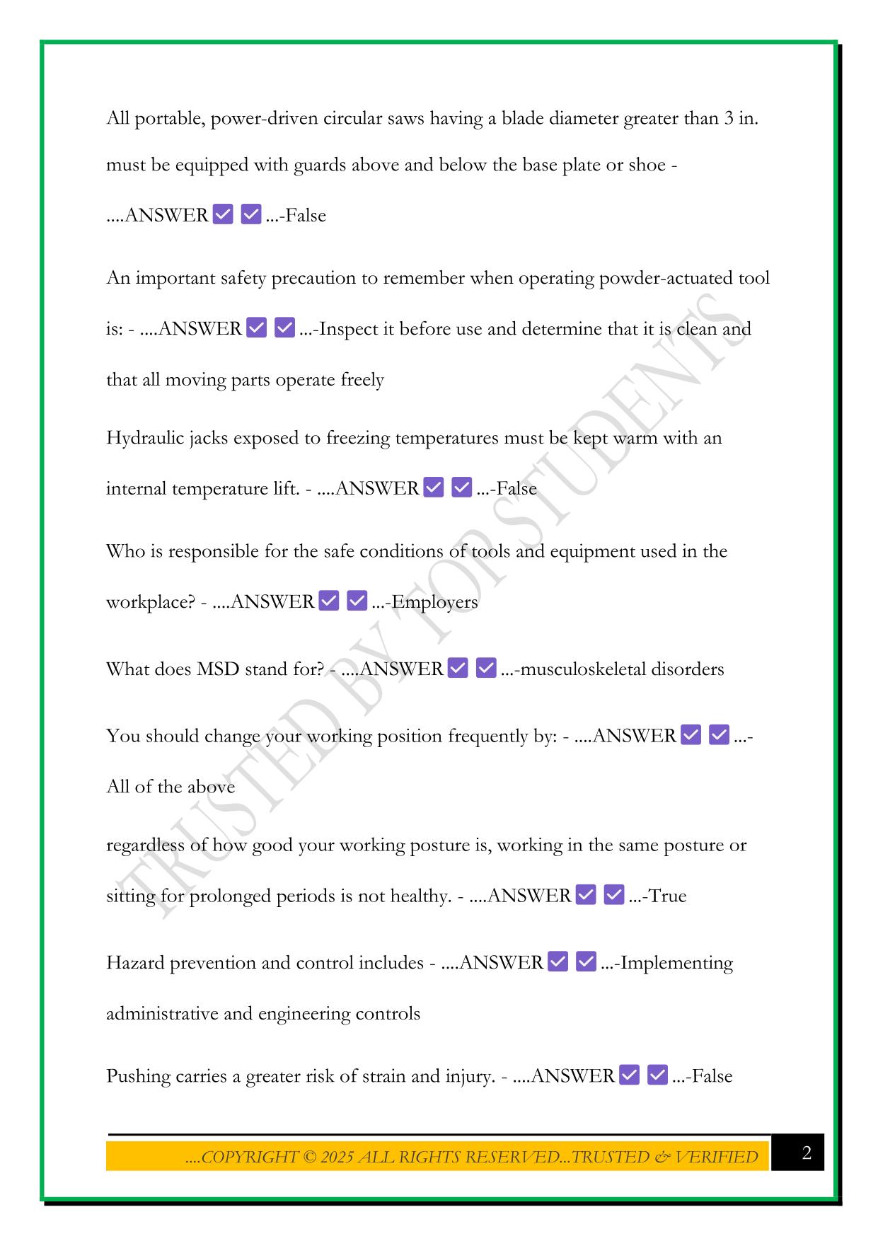 OSHA 30 FINAL EXAM REVIEW 2025 QUESTIONS AND ANSWERS
