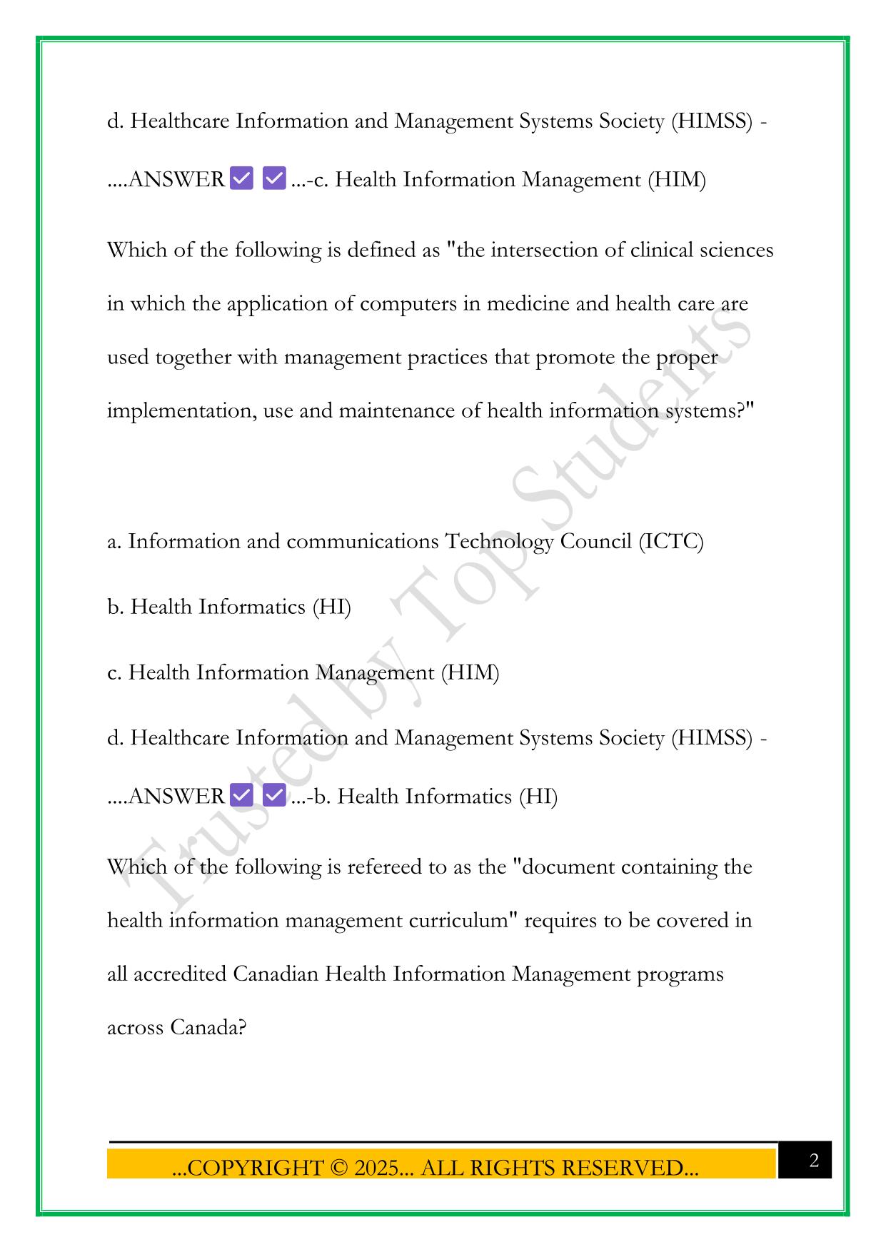 CHIMA NEC - INTRODUCTION AND HIM PROFESSION EXAM 2025 QUESTIONS AND ANSWERS