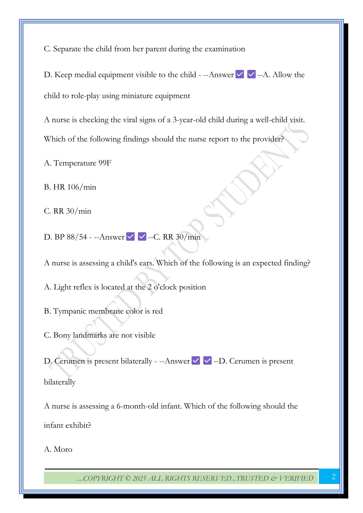 Pediatrics Midterm (ATI) Exam 2025 Questions and Answers
